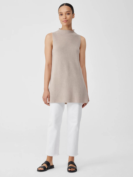 Organic Linen Cotton Funnel Neck Top