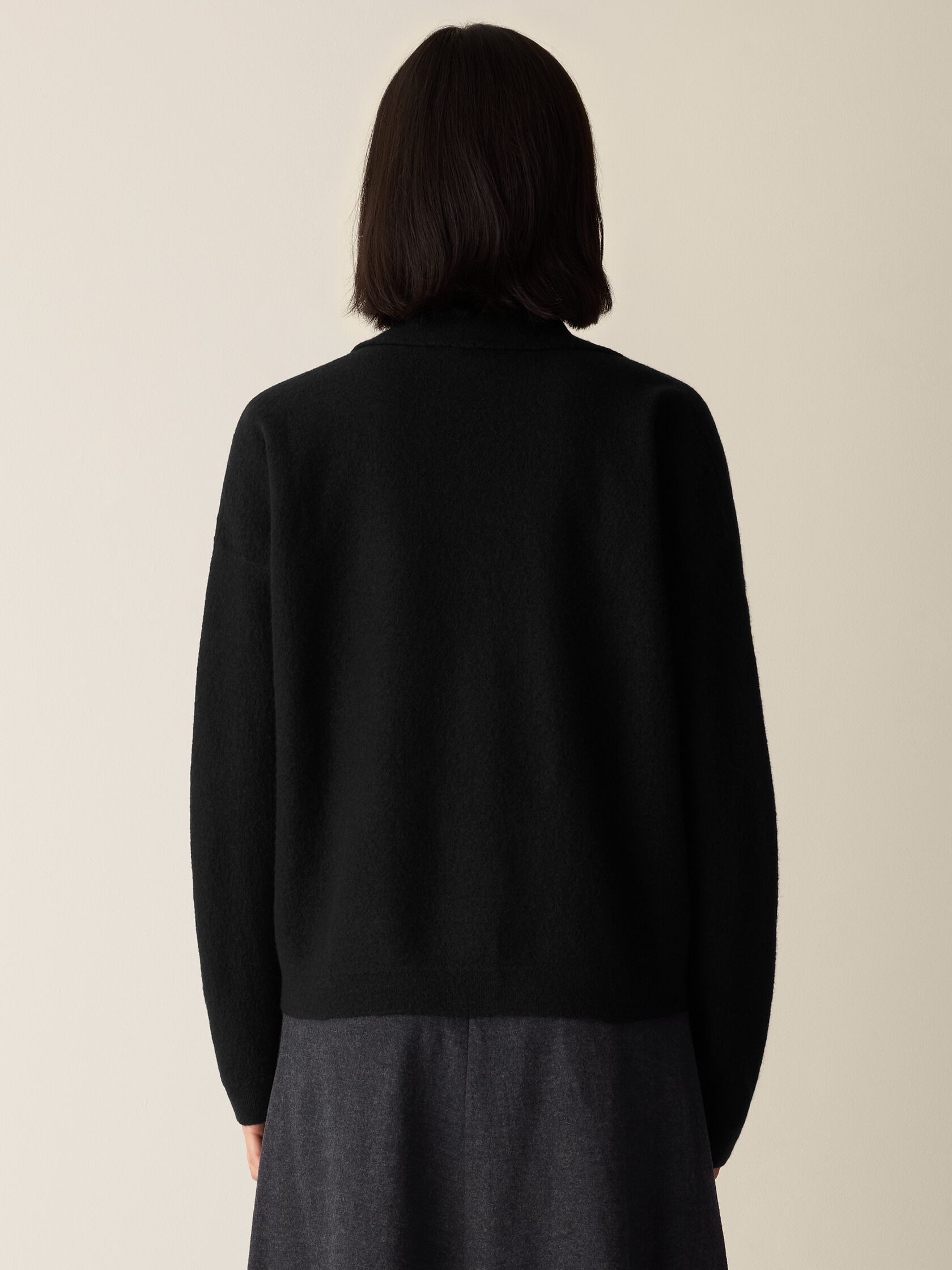 Fine Felted Wool Notch Collar Cardigan in Regenerative Wool