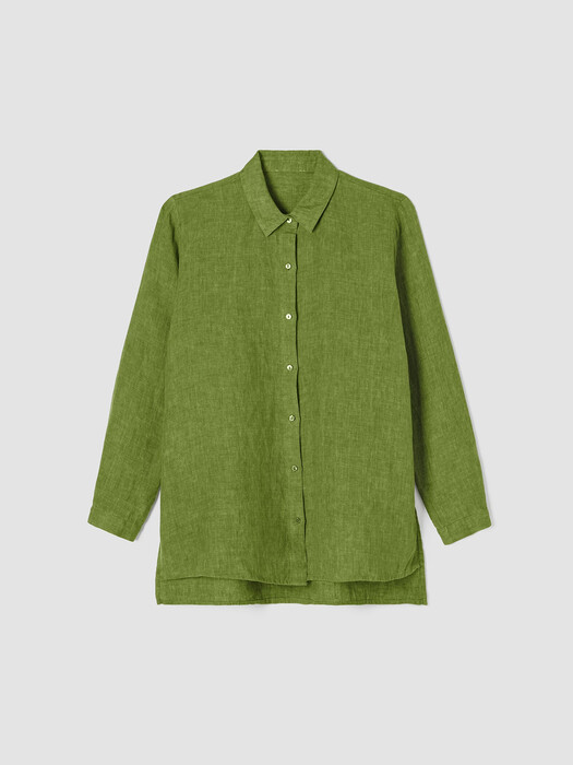 Washed Organic Linen Delave Classic Collar Shirt