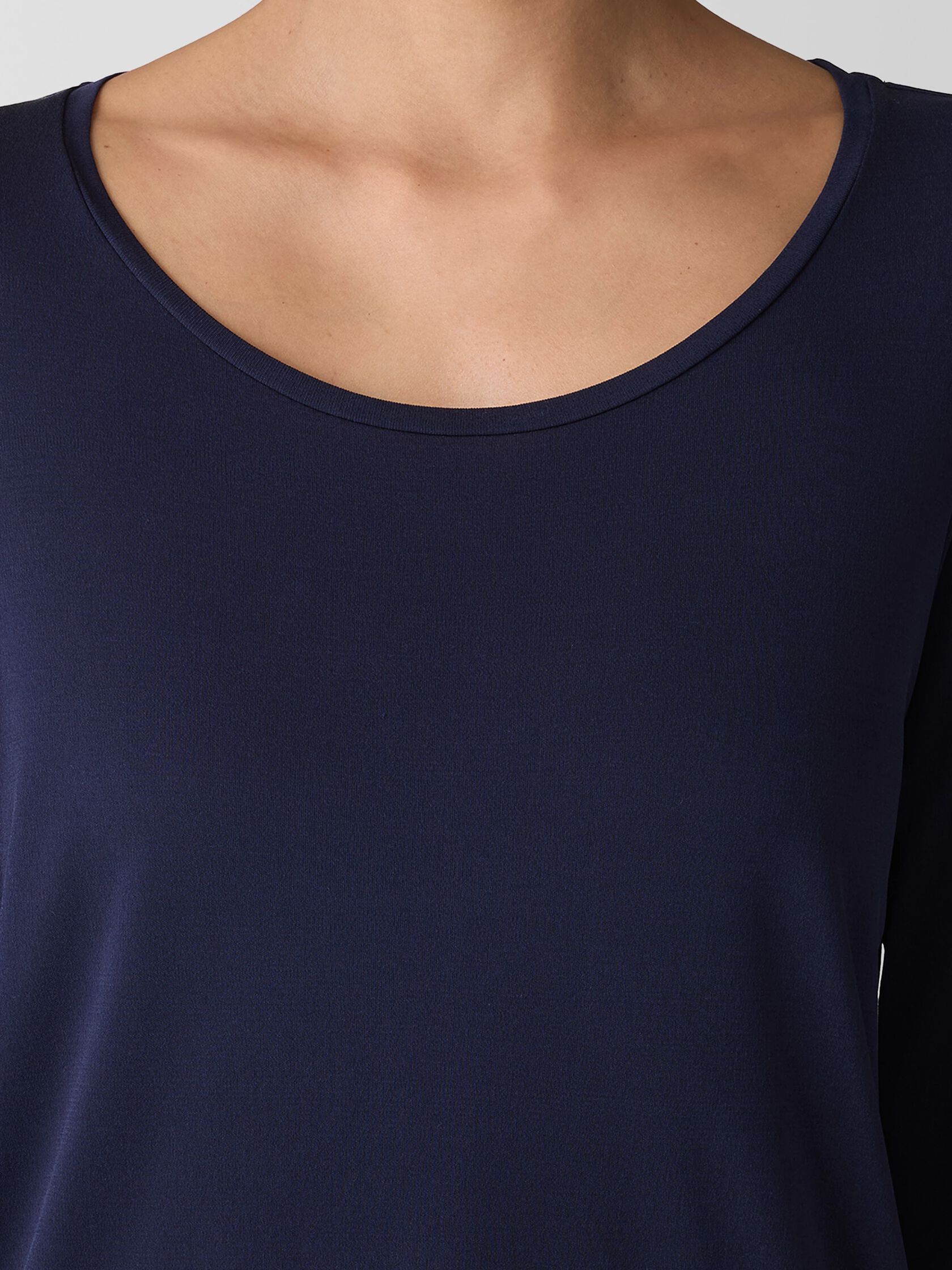 Stretch Silk Jersey Scoop Neck Top