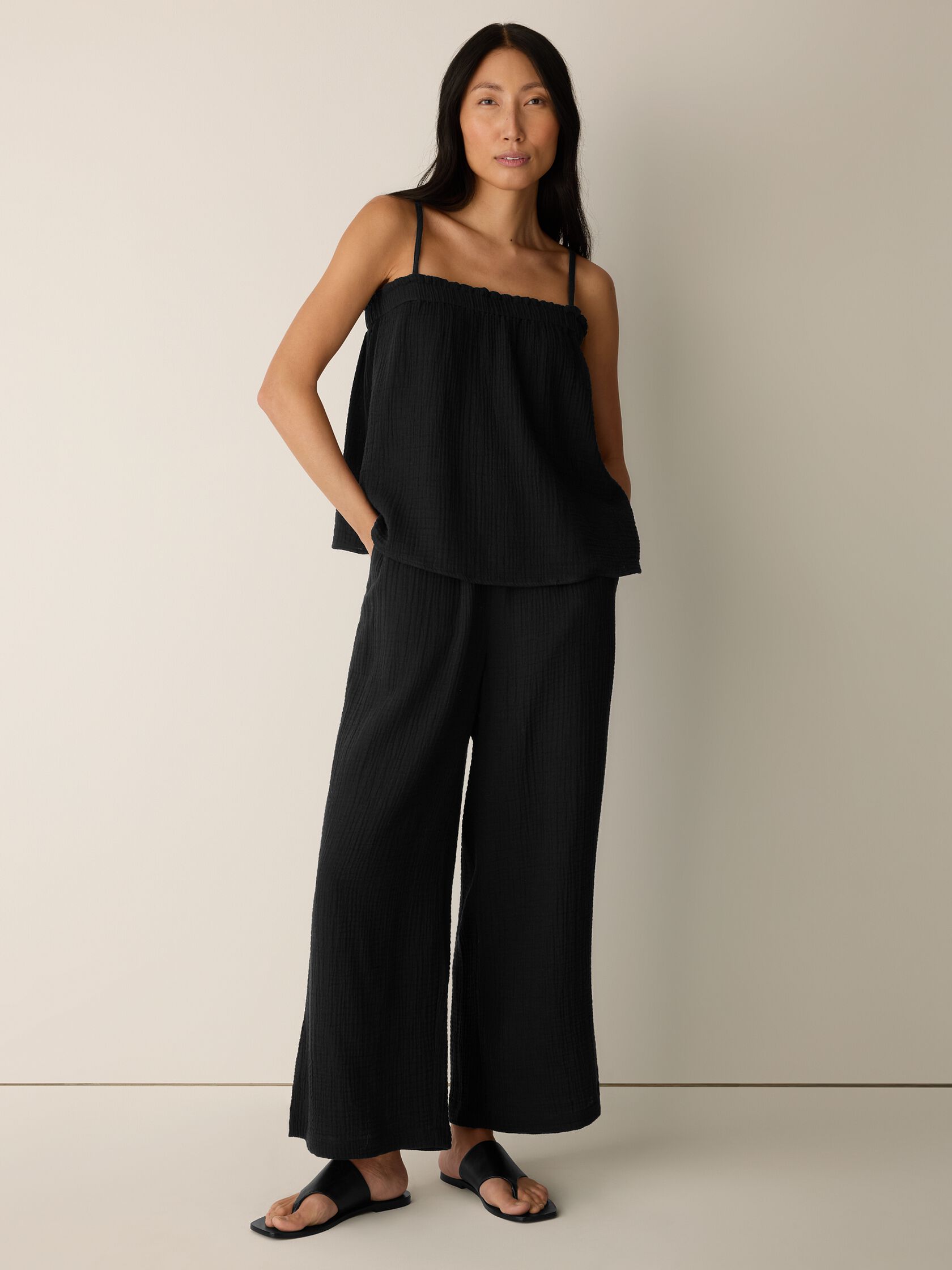 Organic Cotton Lofty Gauze Wide-Leg Pant