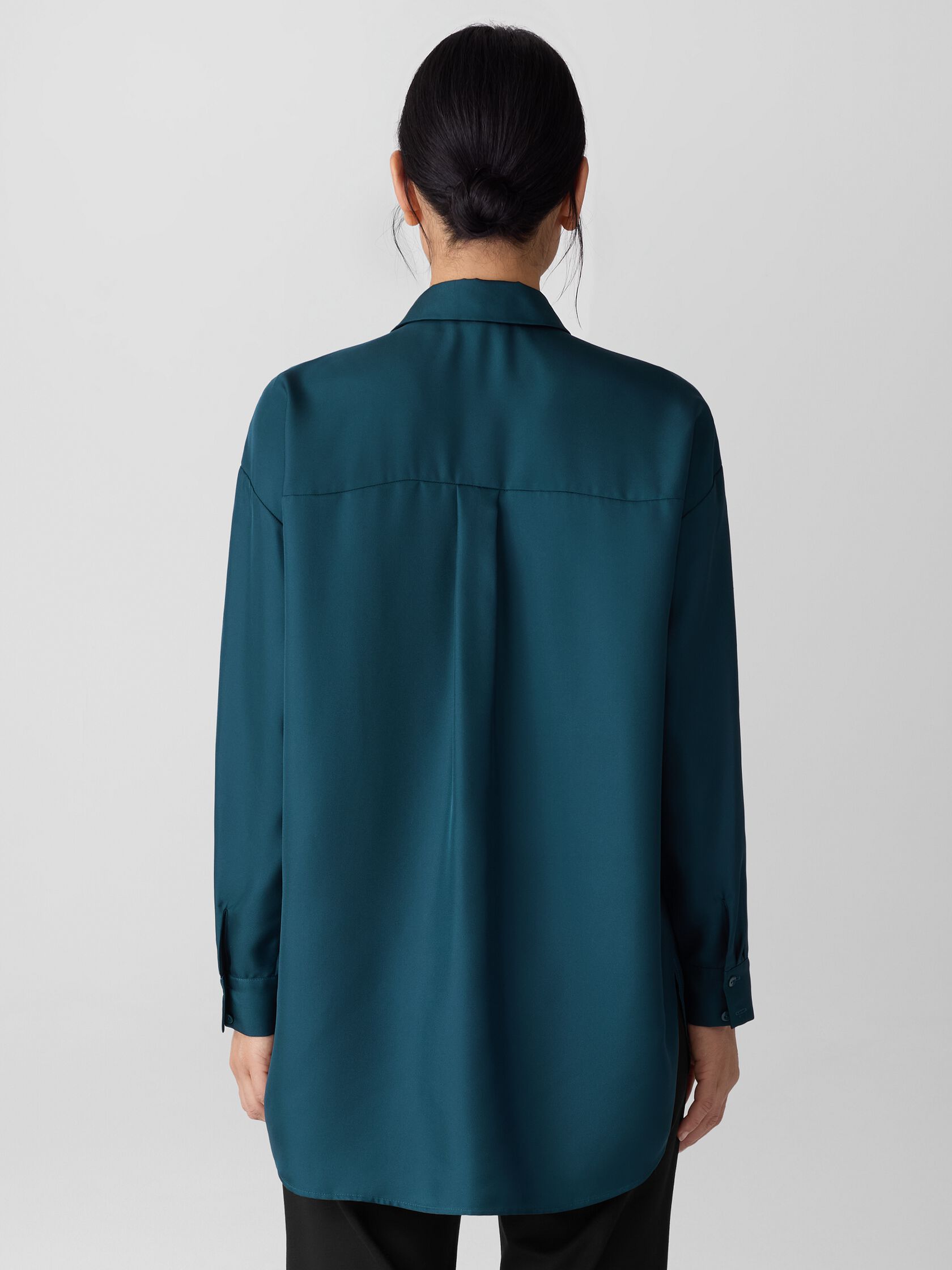 Silk Twill Classic Collar Long Shirt
