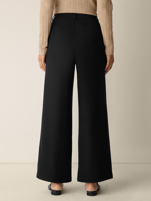 Stretch Wool Crepe Wide-Leg Trouser