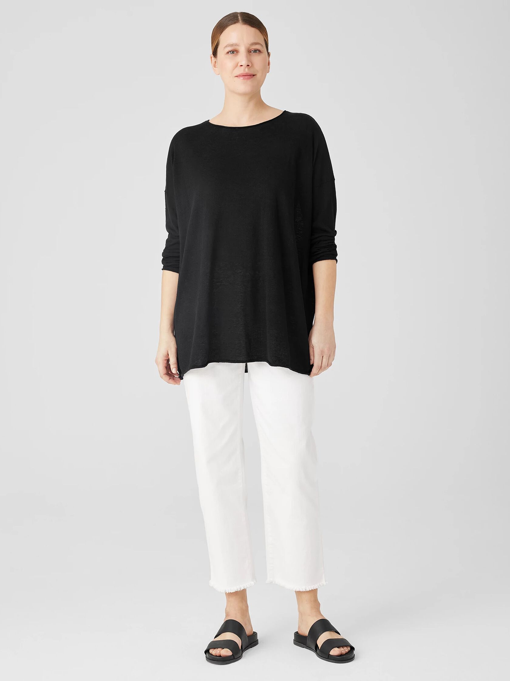 Organic Linen Cotton Jersey Round Neck Top