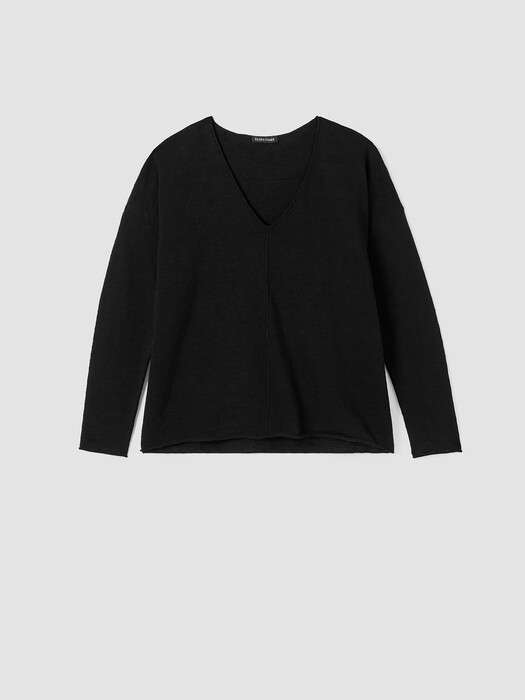 Organic Cotton Linen Slub V-Neck Top