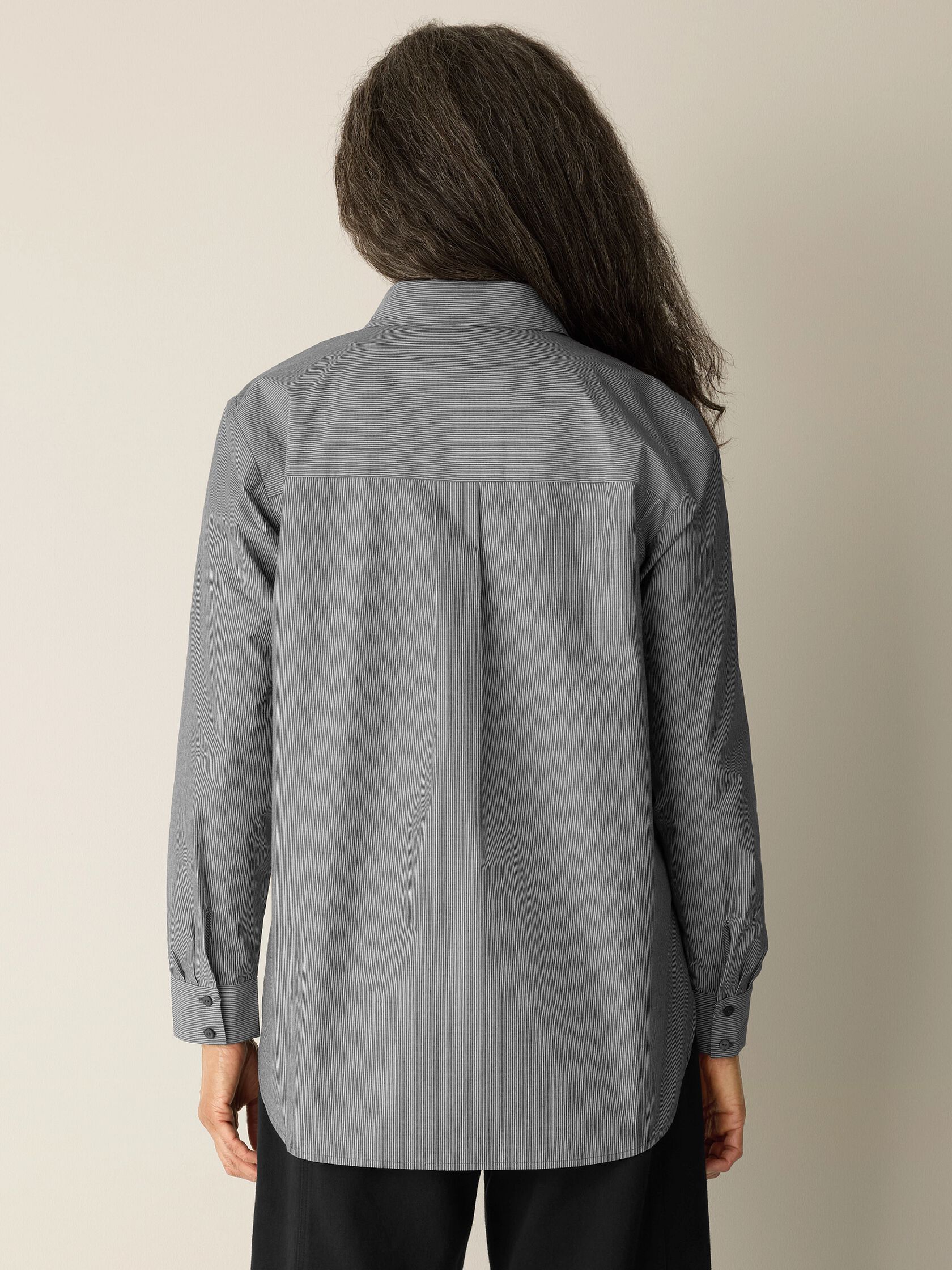 Striped Organic Cotton Poplin Classic Collar Shirt