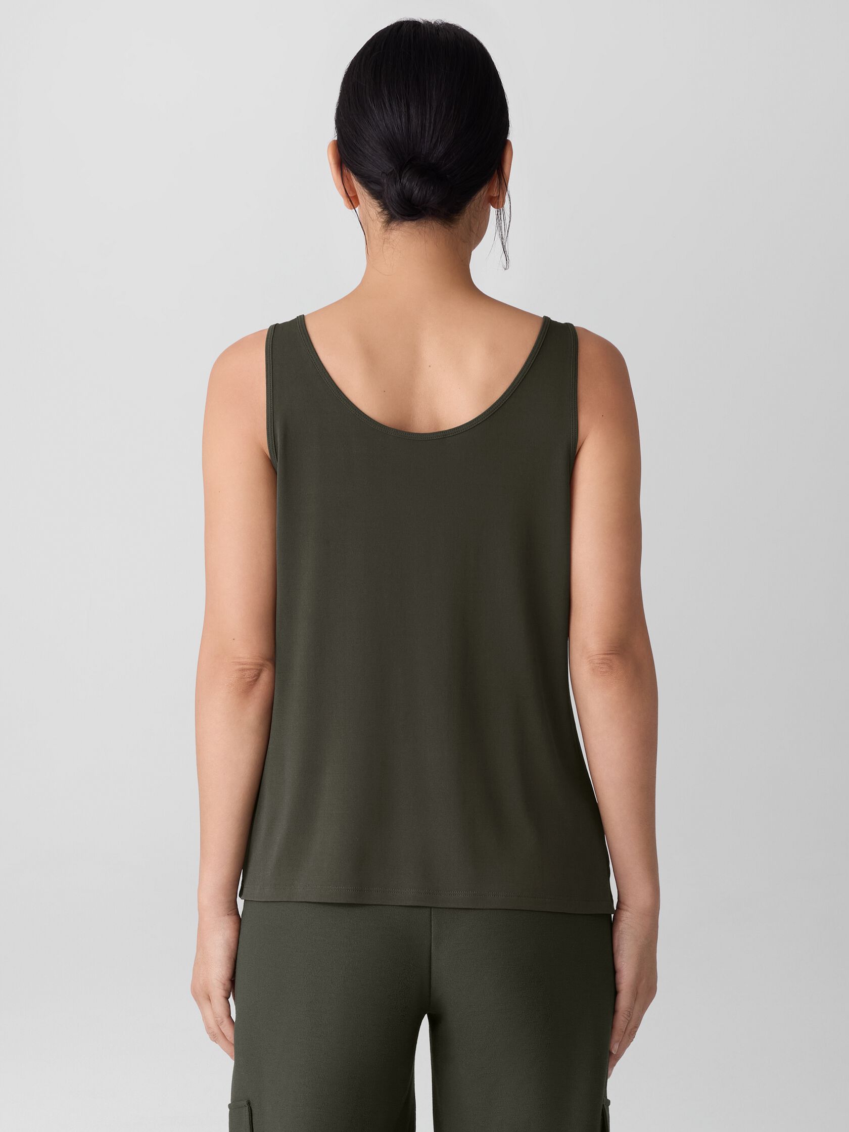 Stretch Silk Jersey Scoop Neck Tank