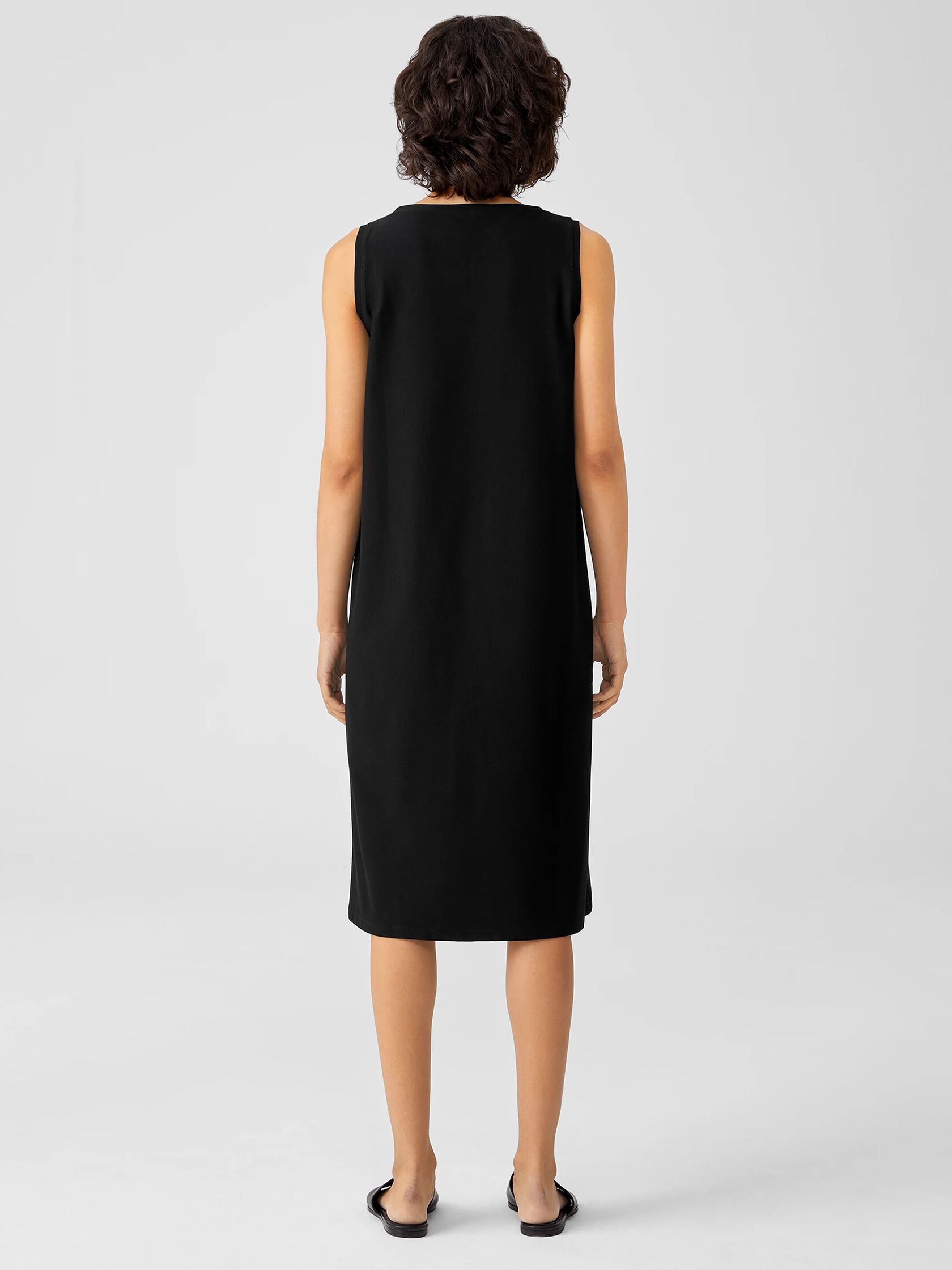 Washable Stretch Crepe Bateau Neck Dress