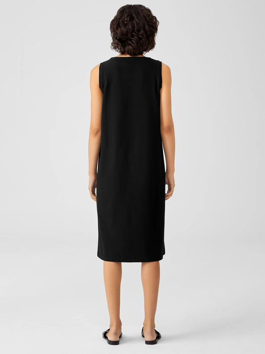 Washable Stretch Crepe Bateau Neck Dress