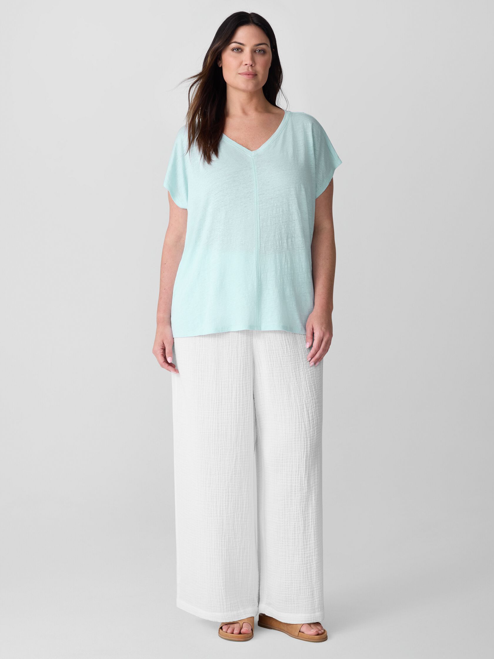 Organic Linen Jersey V-Neck Tee