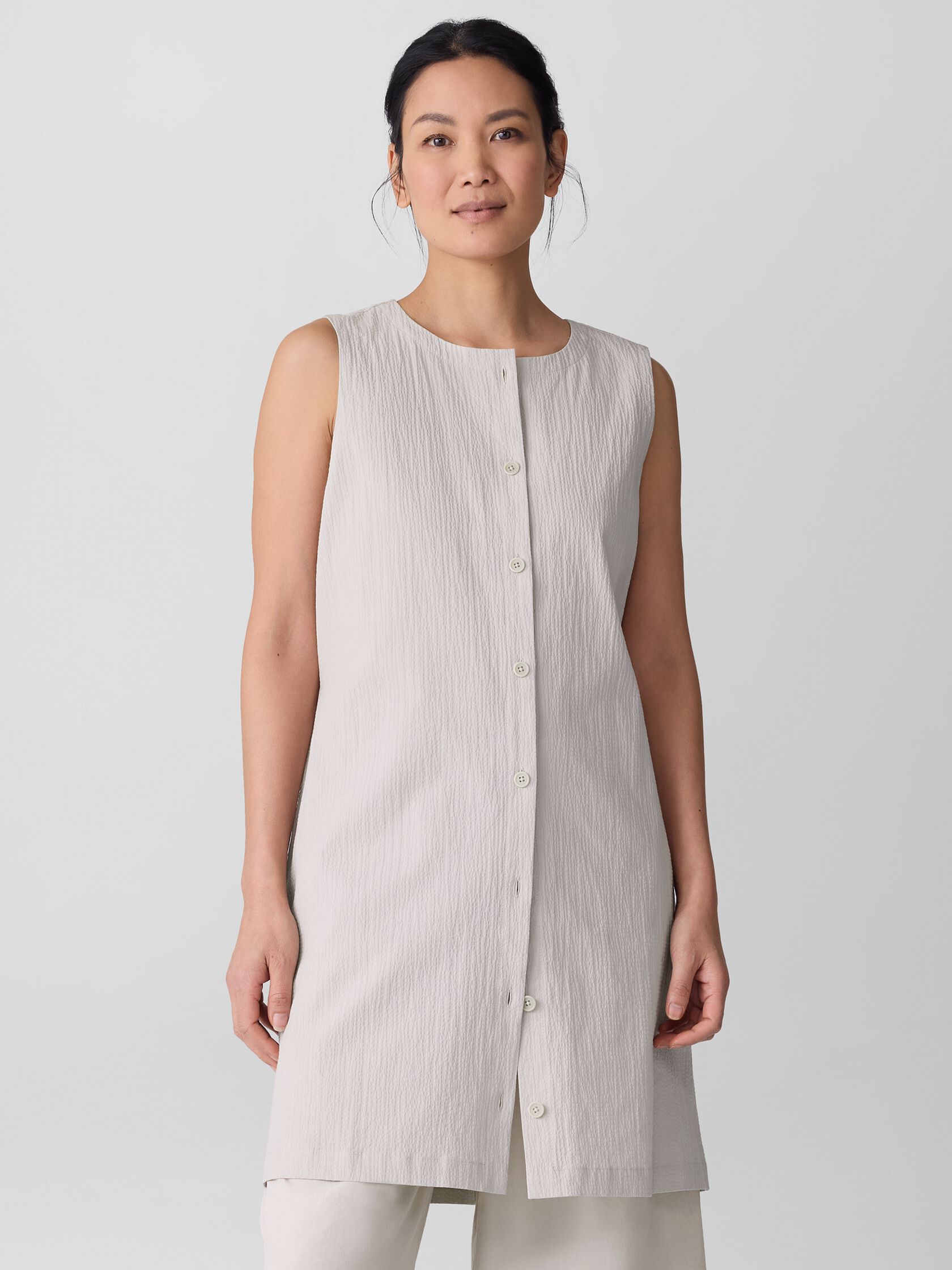 Organic Cotton Pucker Long Vest