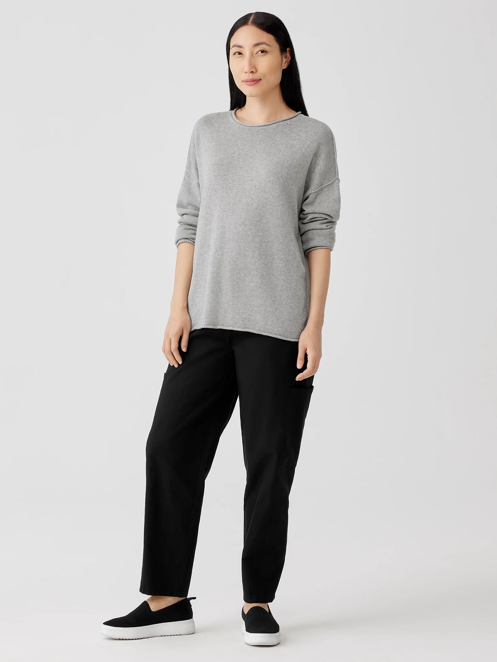 Peruvian Cotton Blend Crew Neck Top | EILEEN FISHER