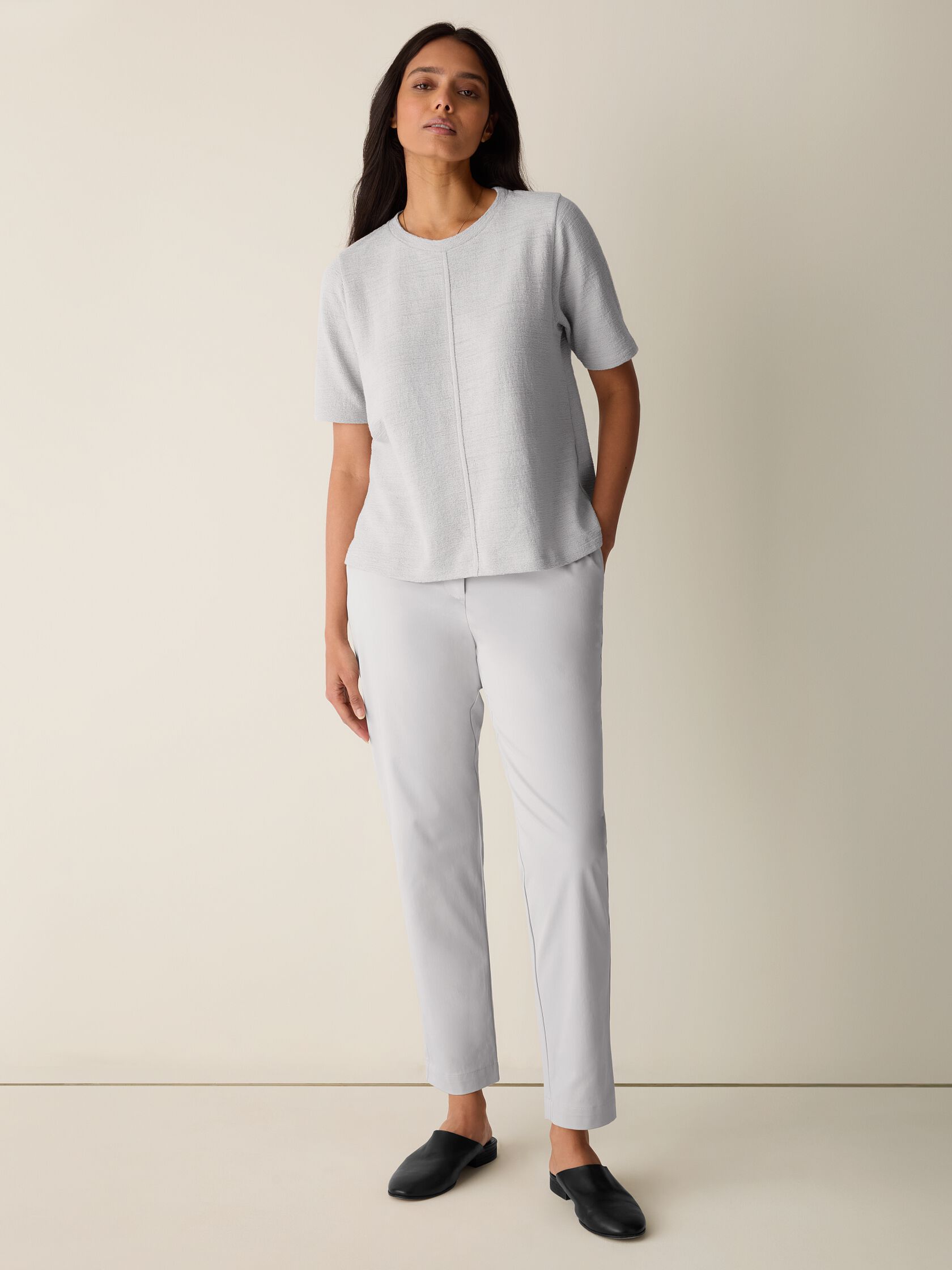 Organic Cotton Jacquard Crew Neck Top