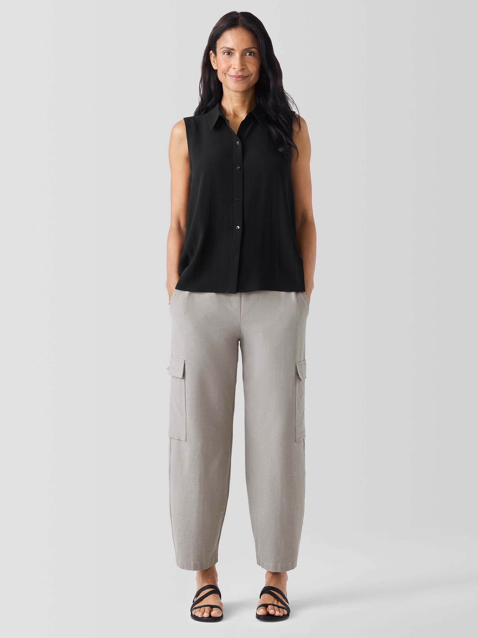Washable Stretch Crepe Cargo Pant