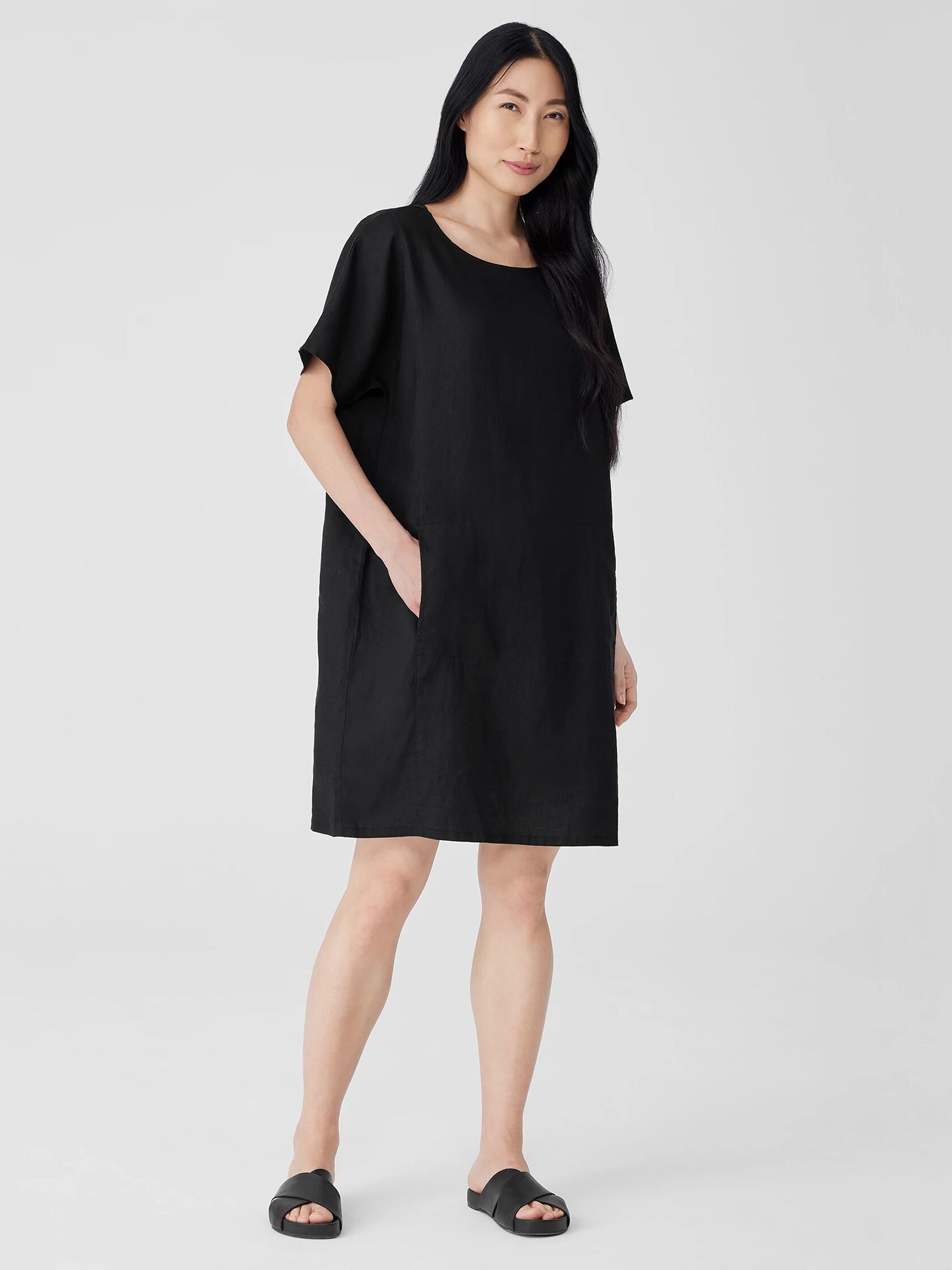 Organic Linen Ballet Neck Dress