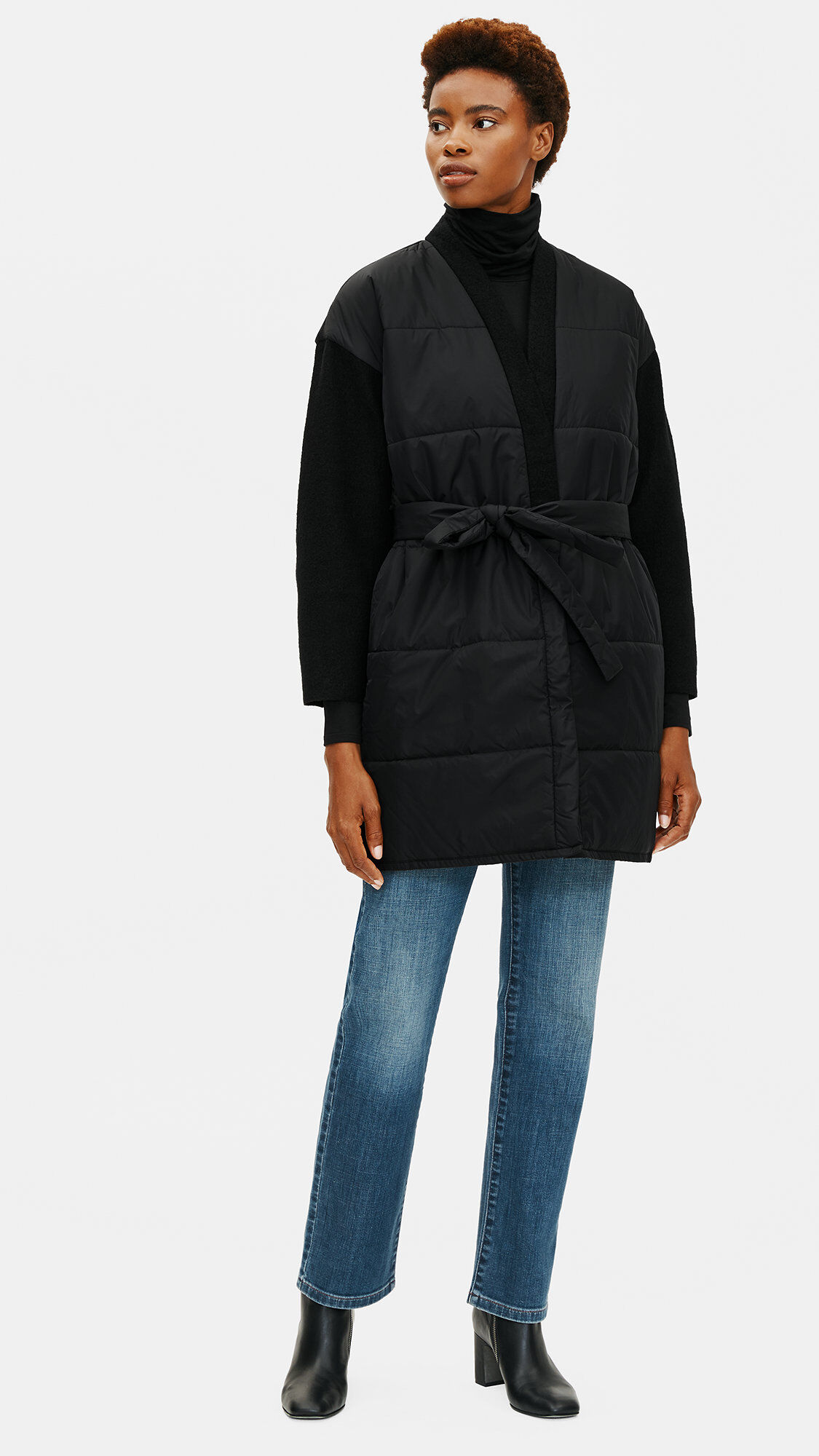 Recycled Nylon with Boiled Wool Coat EILEEN FISHER