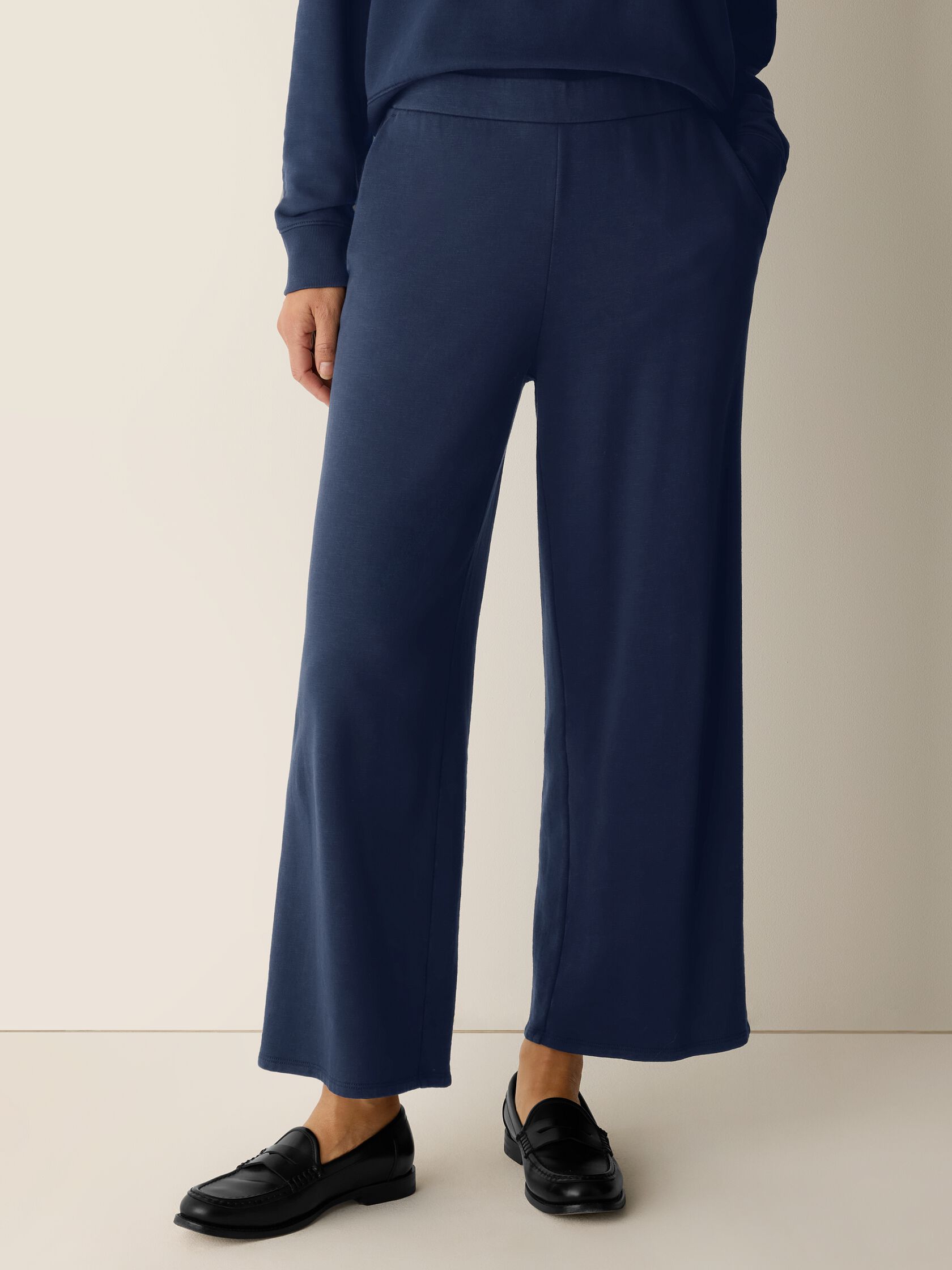 Garment-Dyed Organic Cotton Terry Wide-Leg Pant