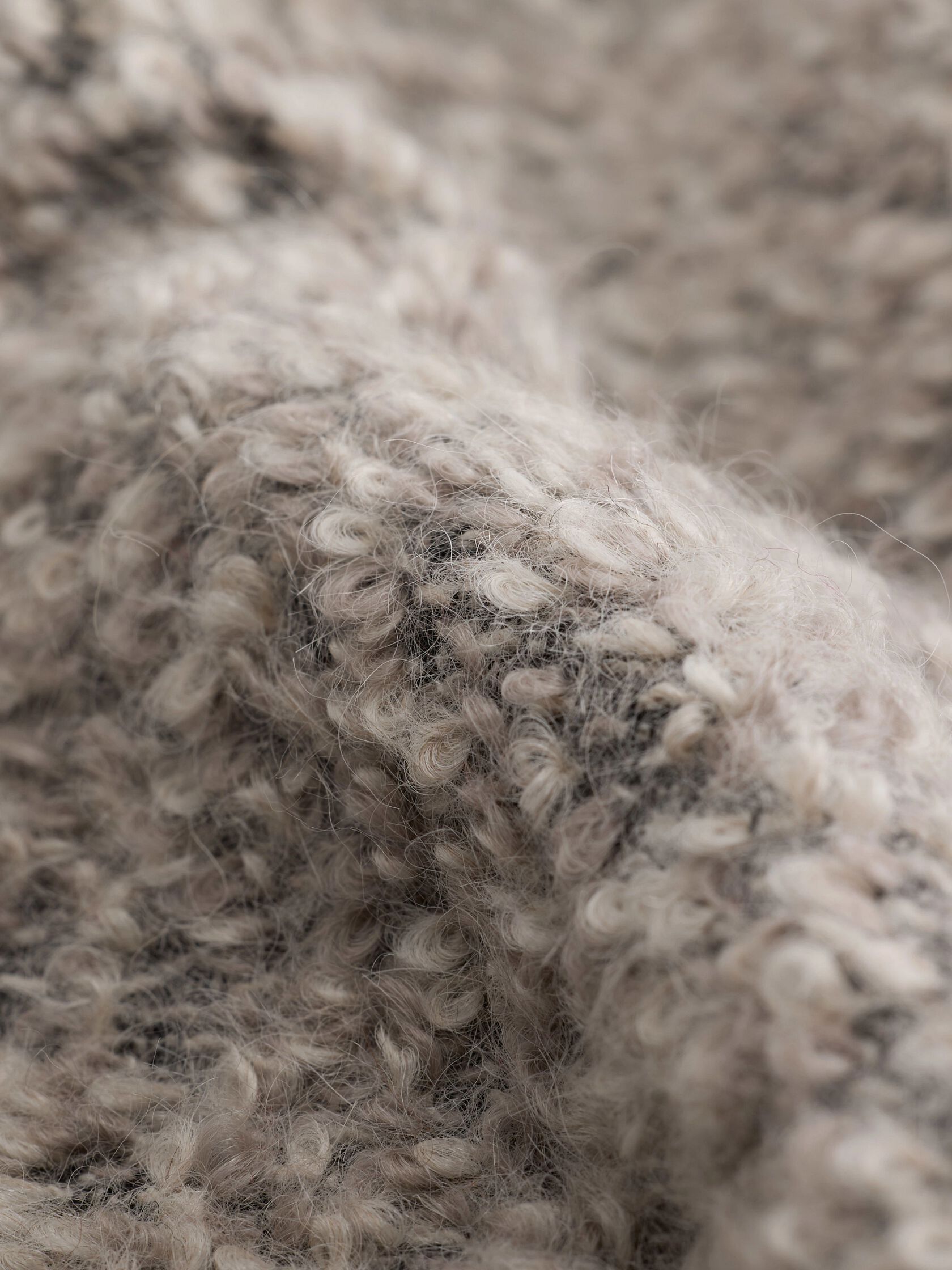 Curly Alpaca Wool Blend Round Neck Coat