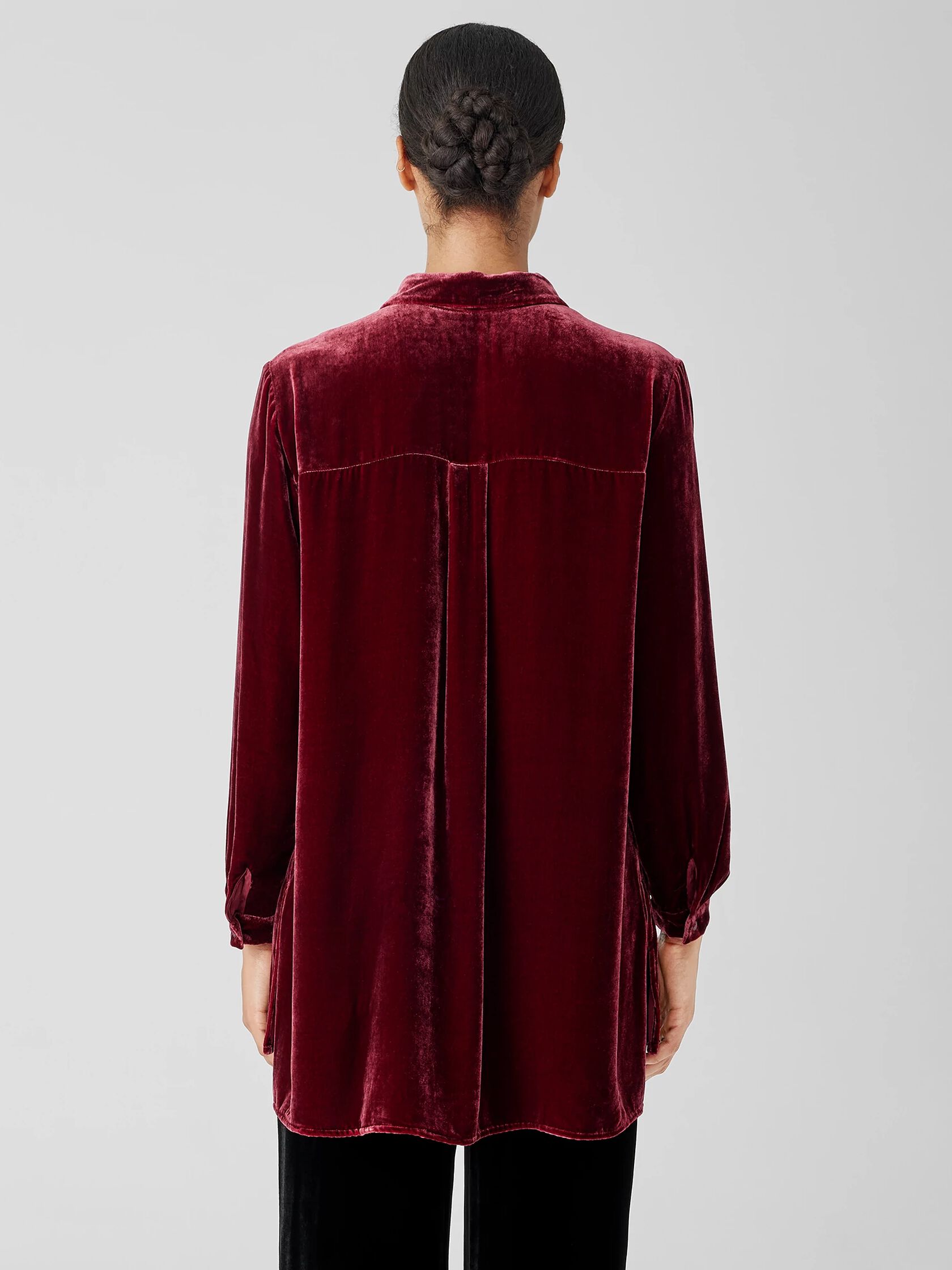 Velvet Classic Collar Long Shirt