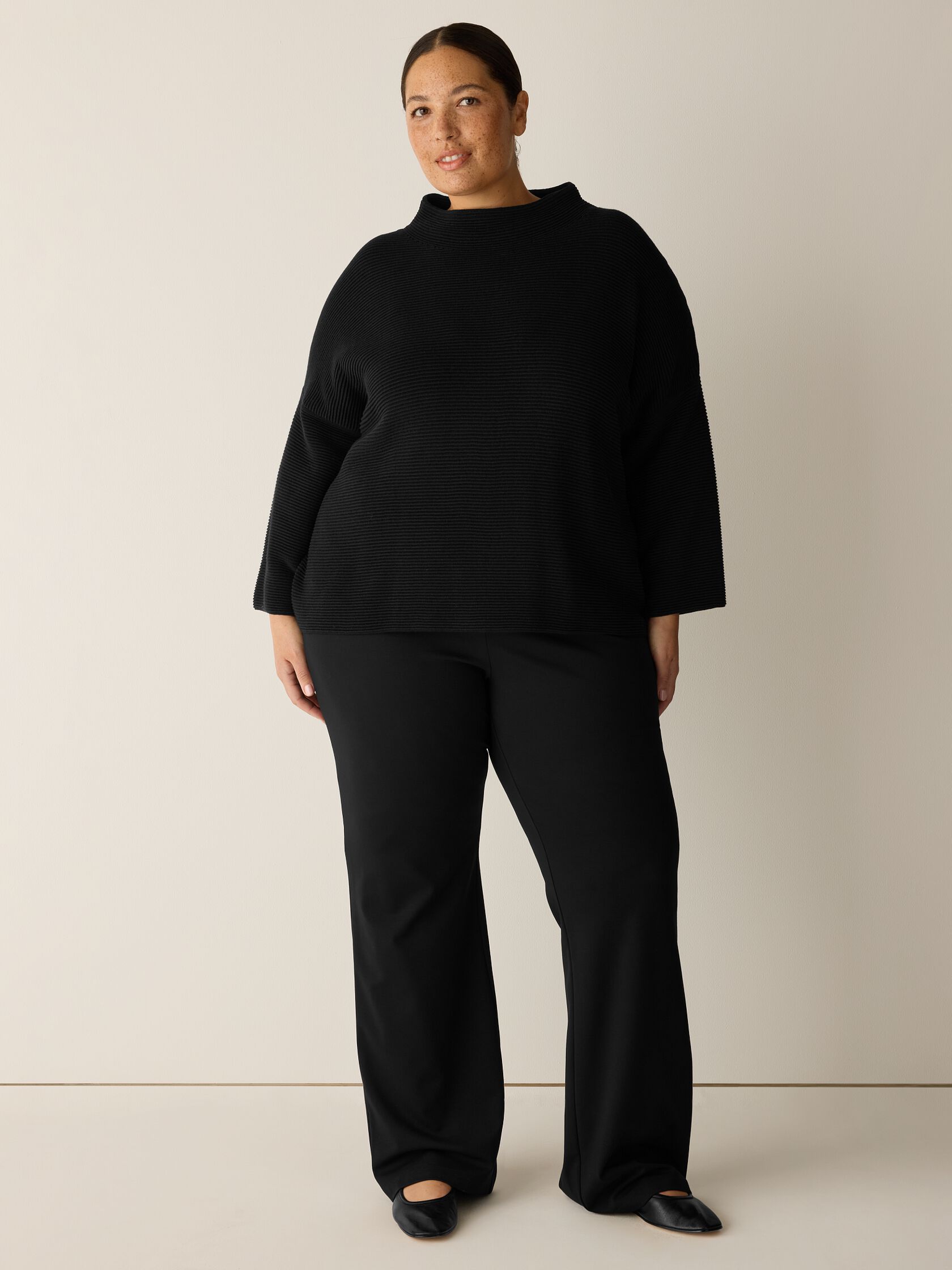 Peruvian Cotton Blend Funnel Neck Top