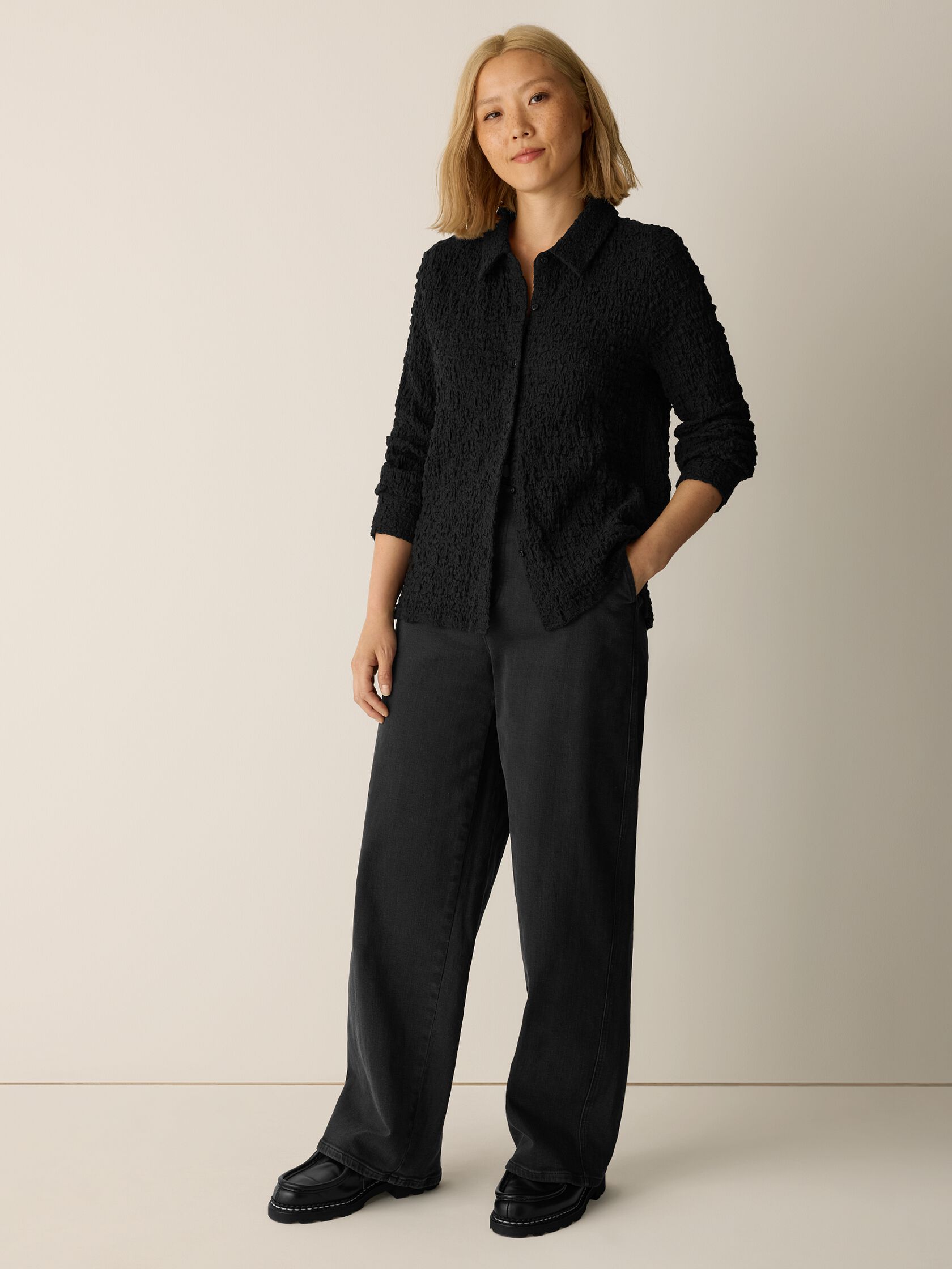 Bubble Jacquard Classic Collar Shirt
