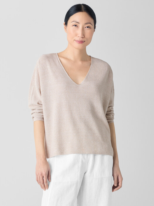 Organic Linen Cotton V-Neck Top