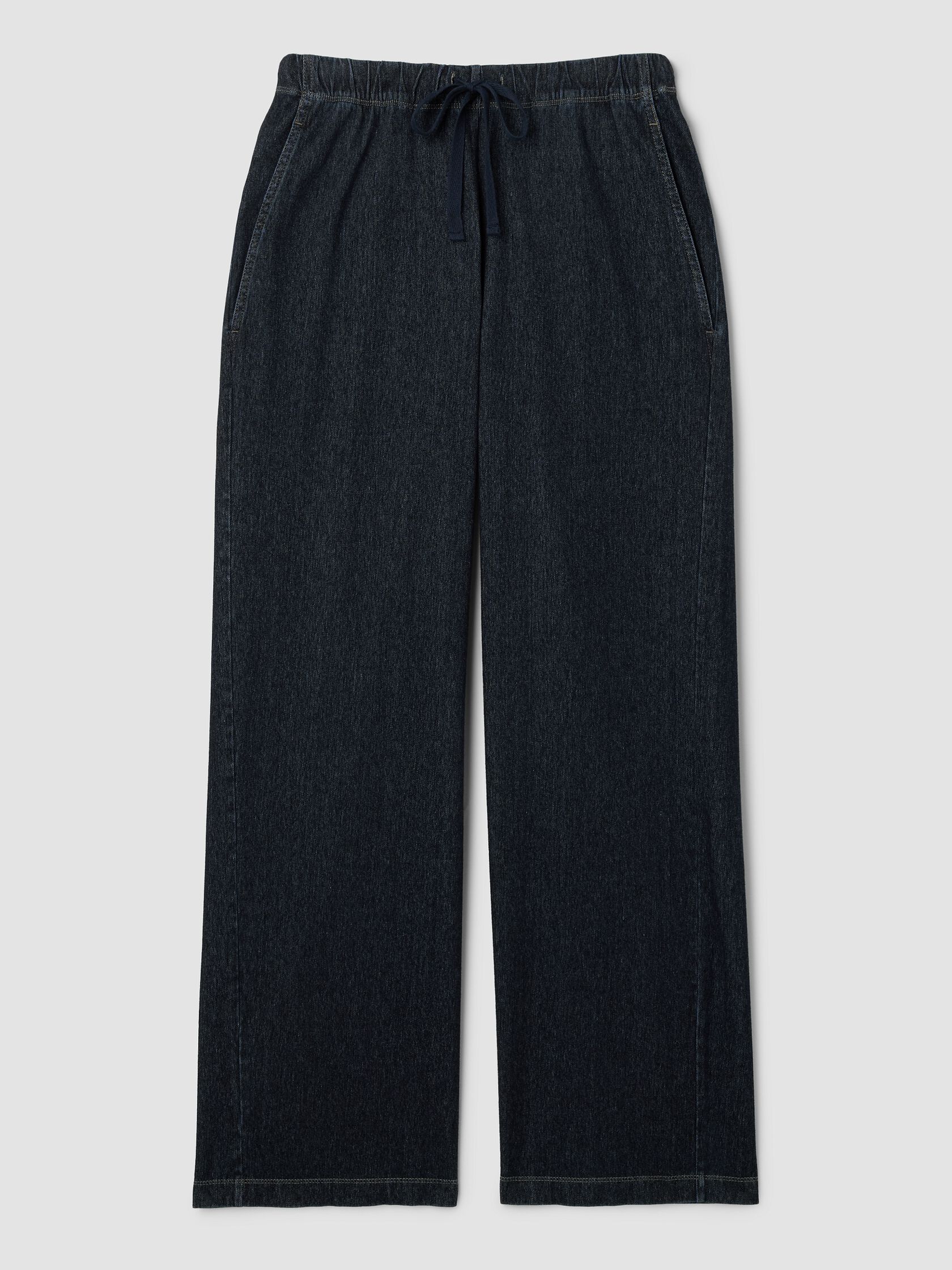 Cotton Indigo Knit Full-Length Straight Pant