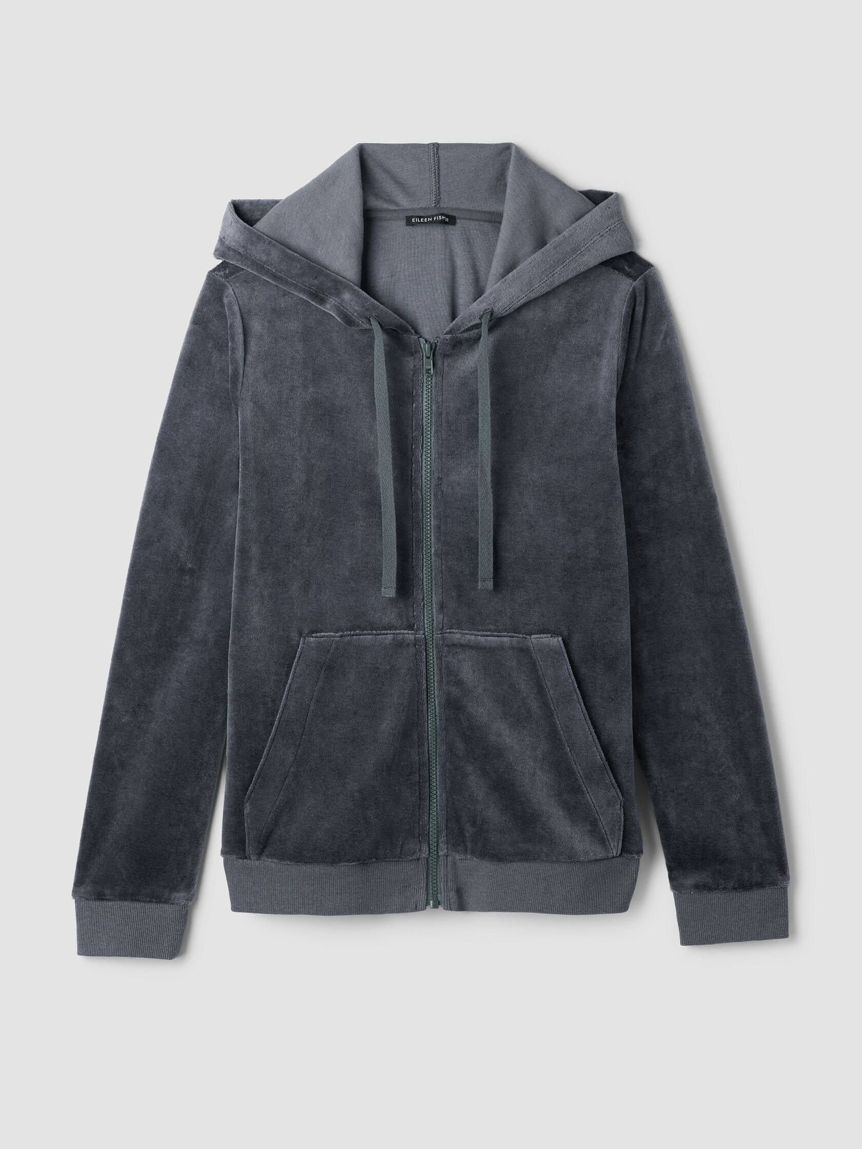 Cozy Velour Knit Hooded Jacket
