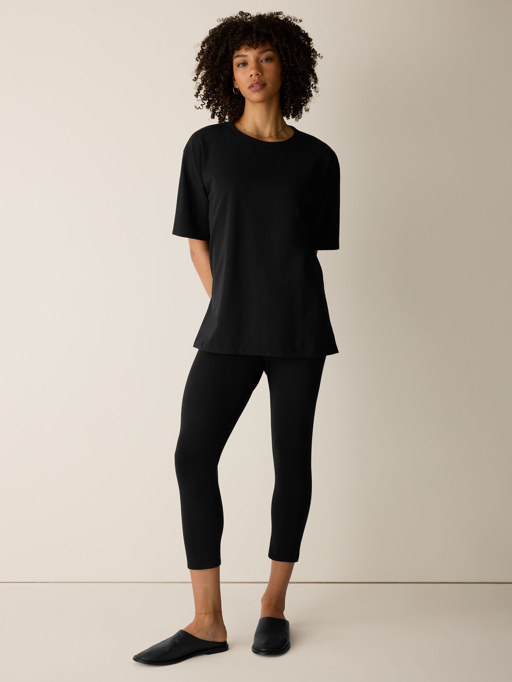 Pima Cotton Stretch Jersey Capri Leggings