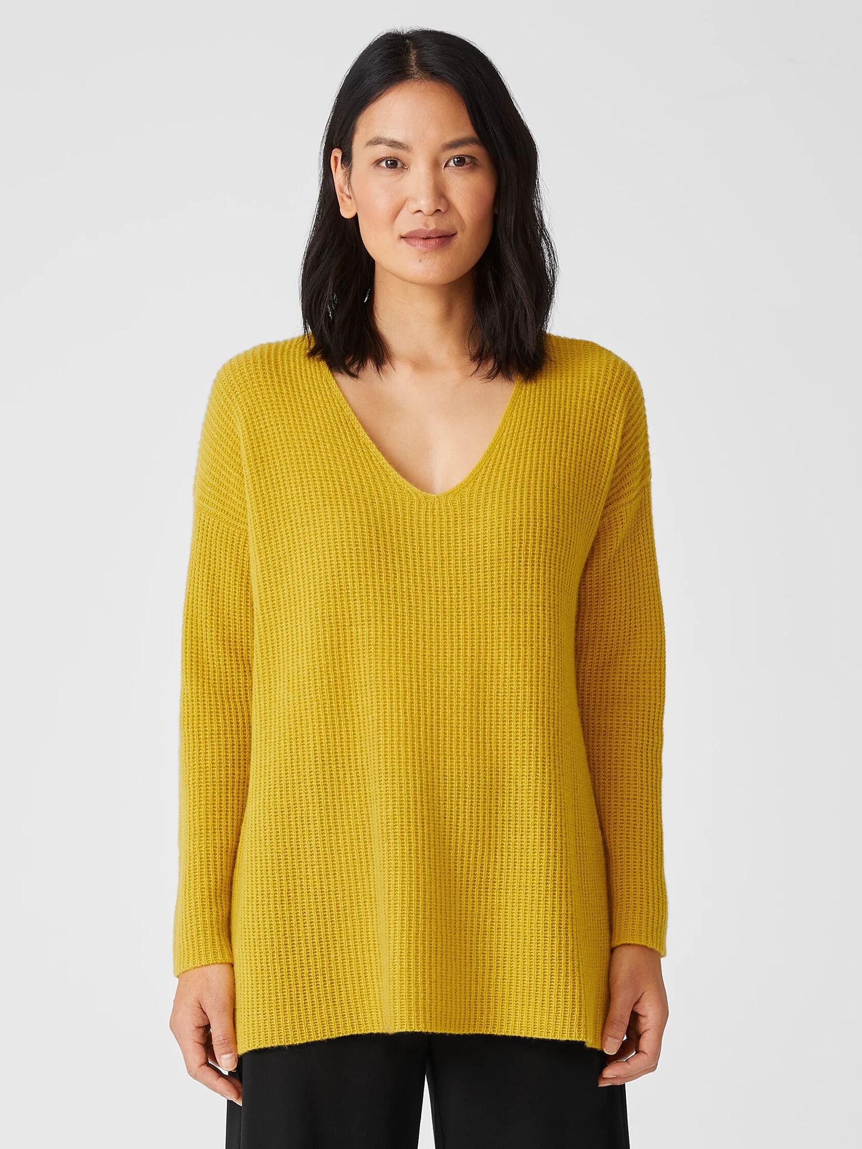 Italian Cashmere V-Neck Long Top