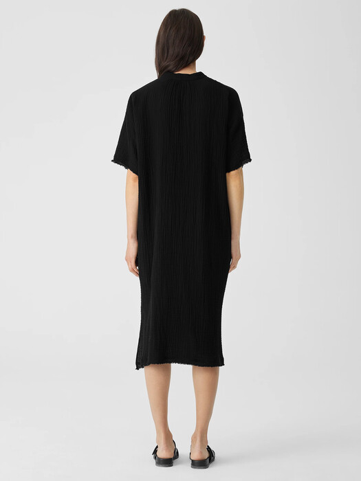 Organic Cotton Gauze Mandarin Collar Dress