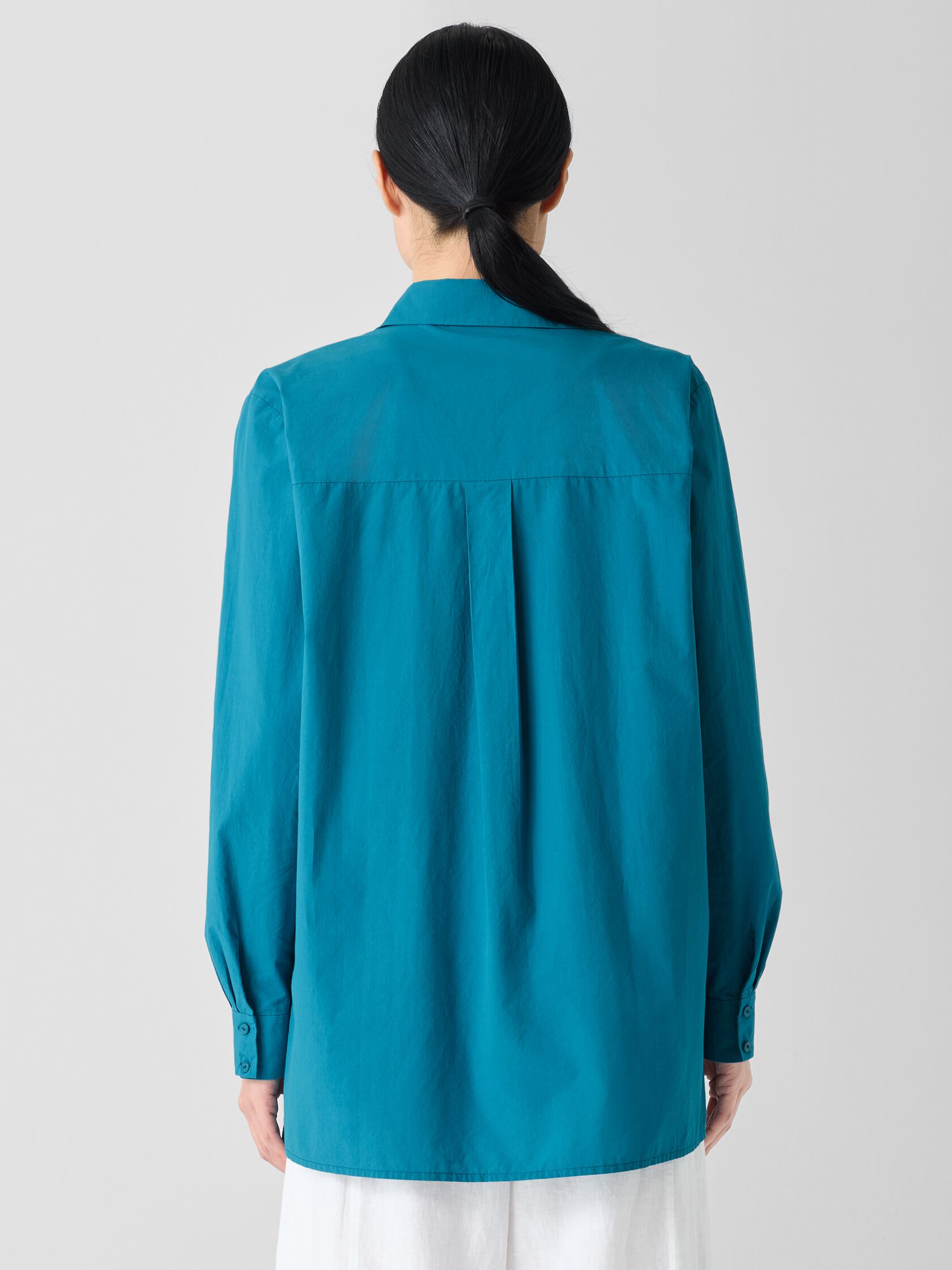 Washed Organic Cotton Poplin Classic Collar Shirt