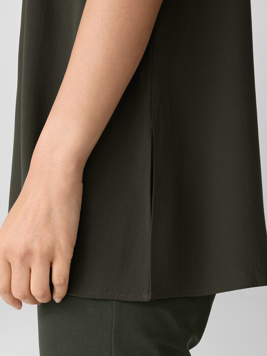 Silk Georgette Crepe Ballet Neck Long Tank