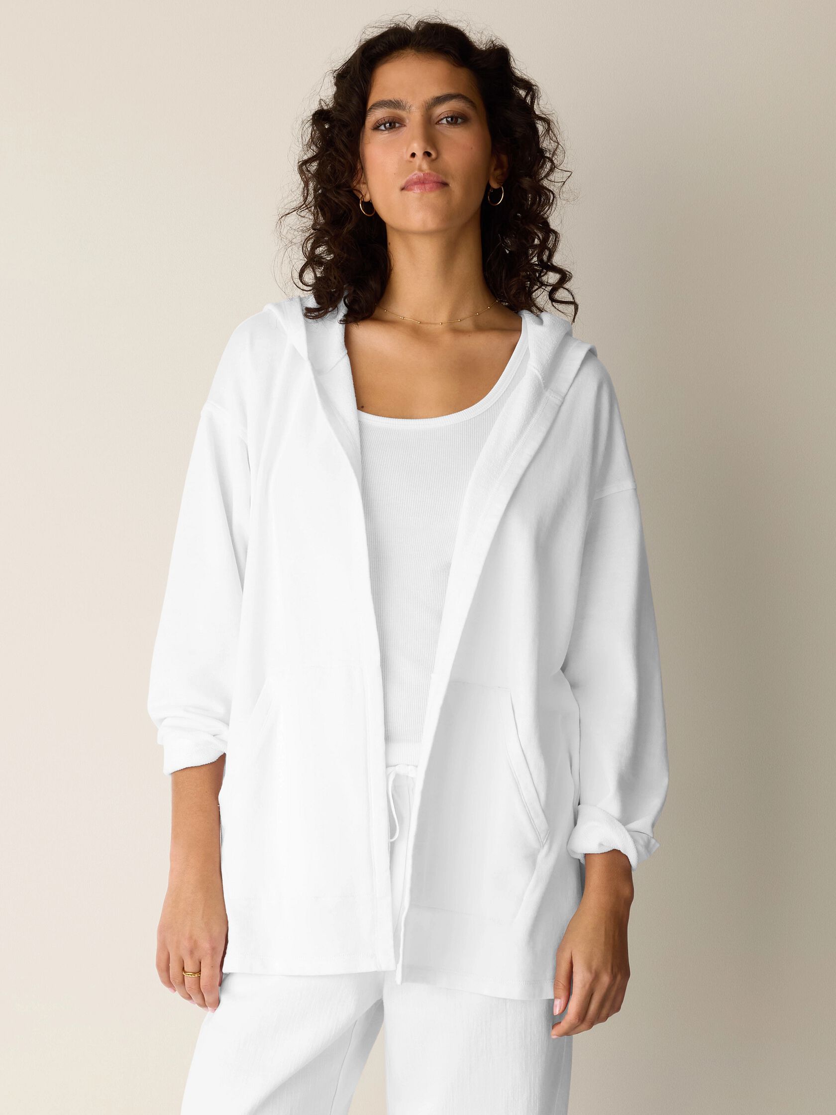 Garment-Dyed Organic Cotton Terry Hooded Jacket