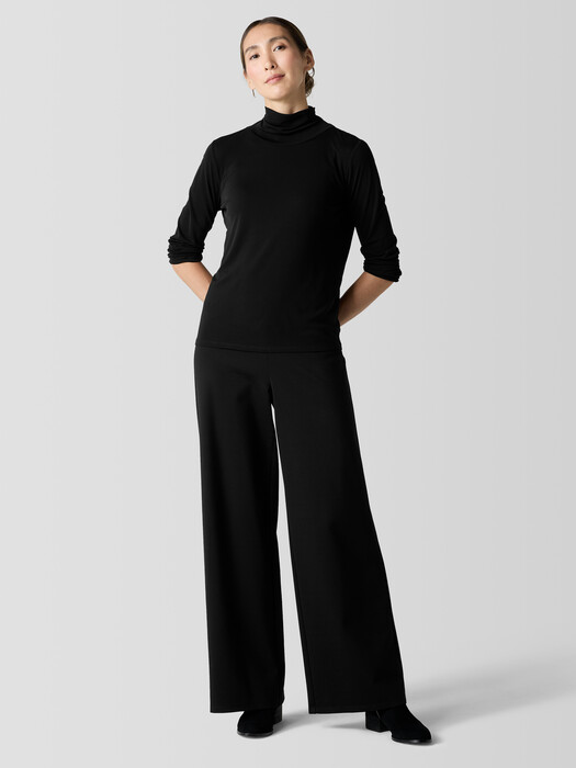 Stretch Silk Jersey Turtleneck Top