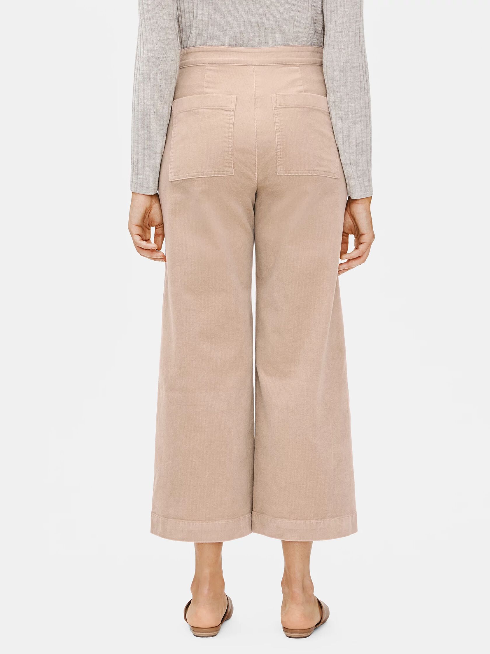 Cotton Corduroy Wide-Leg Ankle Pant