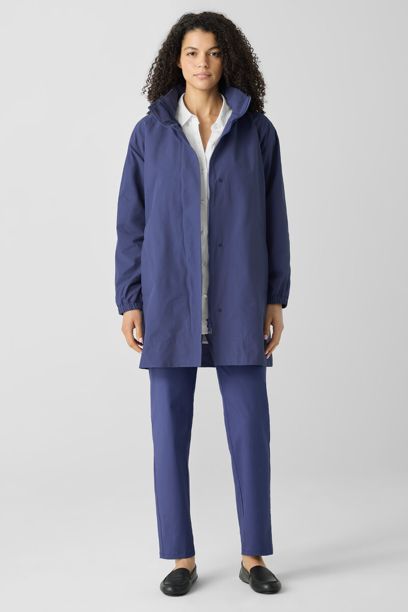 Light Cotton Nylon Stand Collar Long Coat Light Cotton Nylon Stand Collar Long Coat