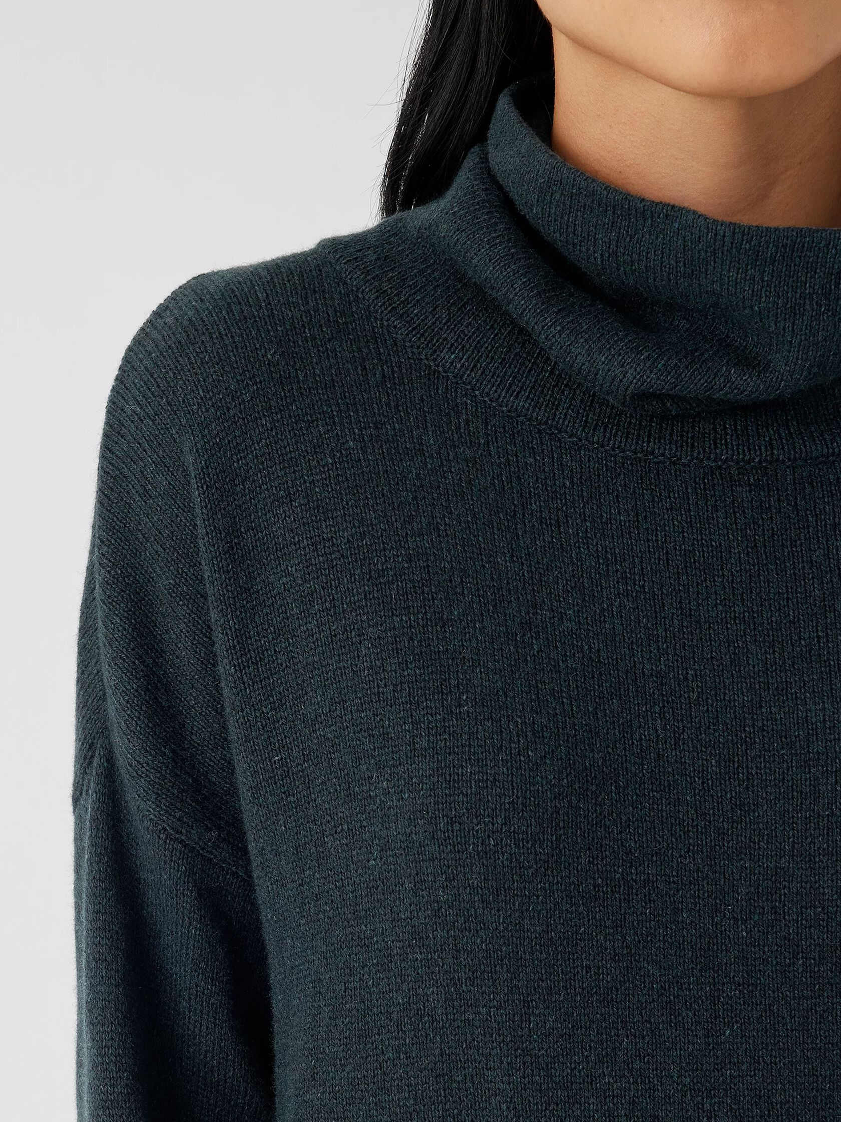 Cotton and Recycled Cashmere Turtleneck Long Top