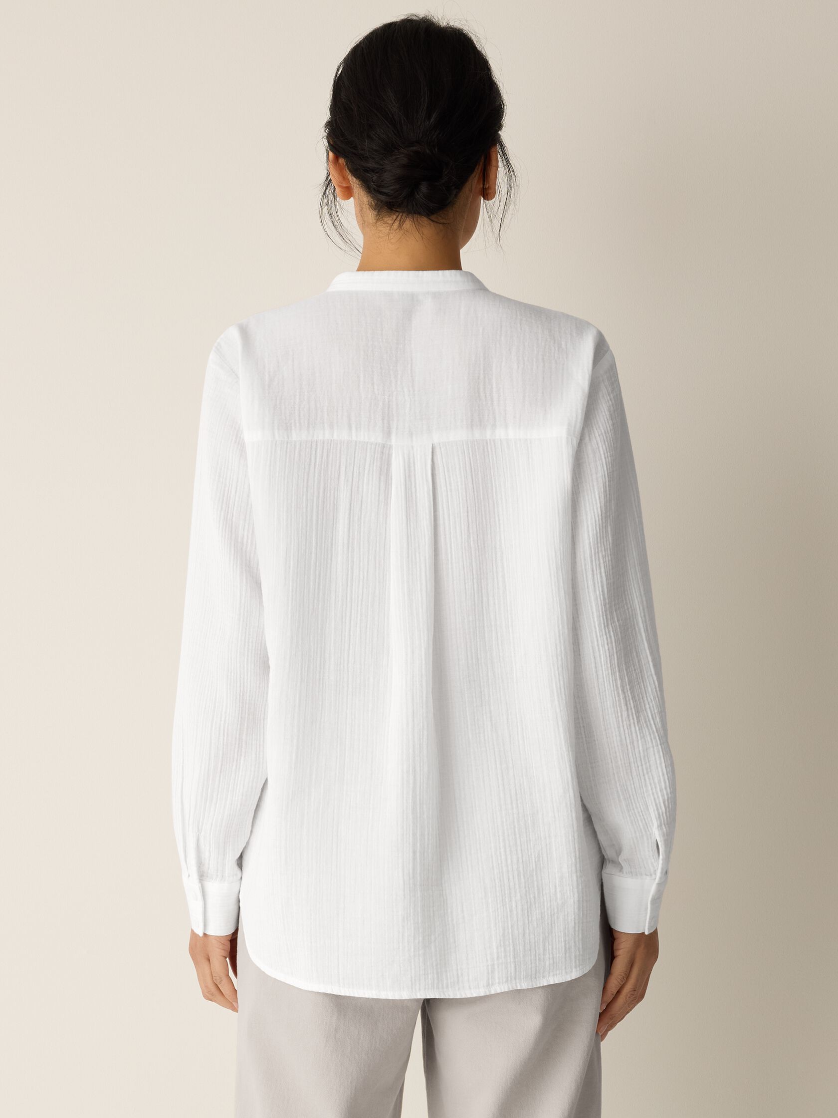Organic Cotton Ripple Band Collar Shirt