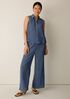 Woven Pliss&eacute; Wide-Leg Pant