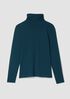Sheer Cotton Blend Knit Turtleneck Top