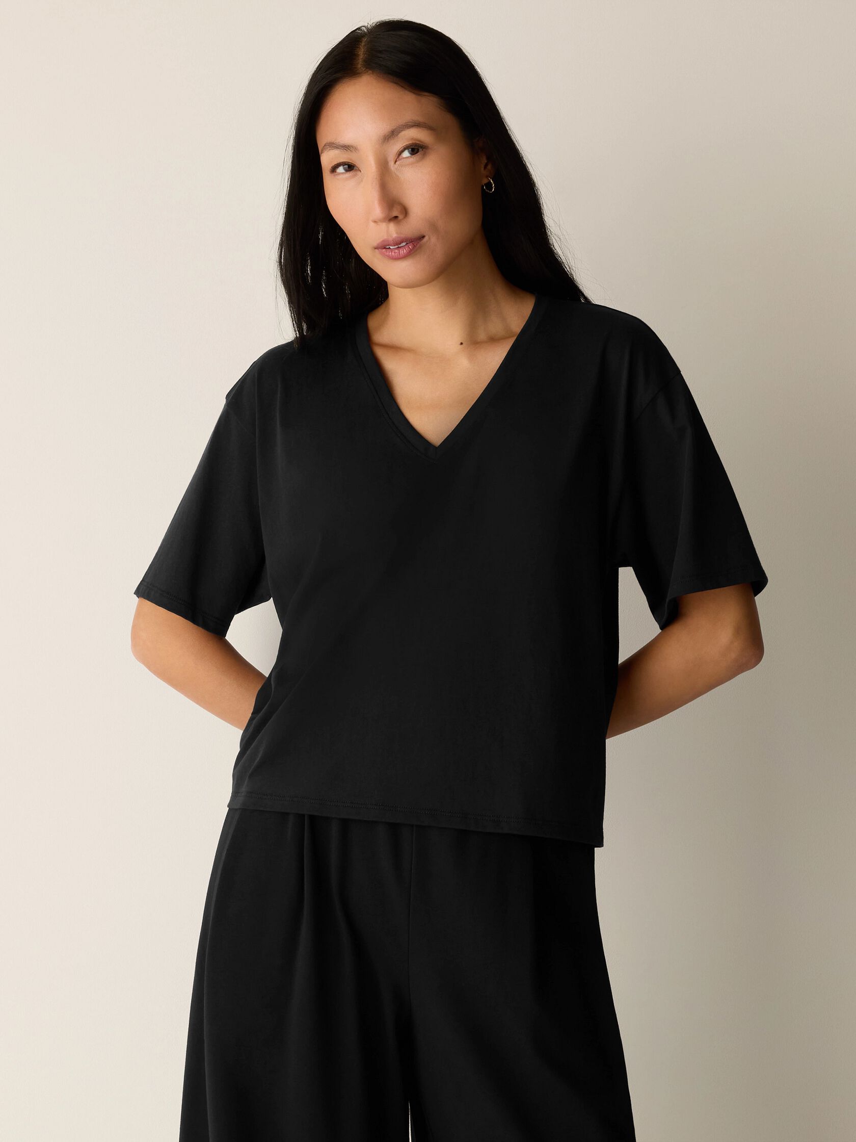 Organic Pima Cotton Jersey V-Neck Tee