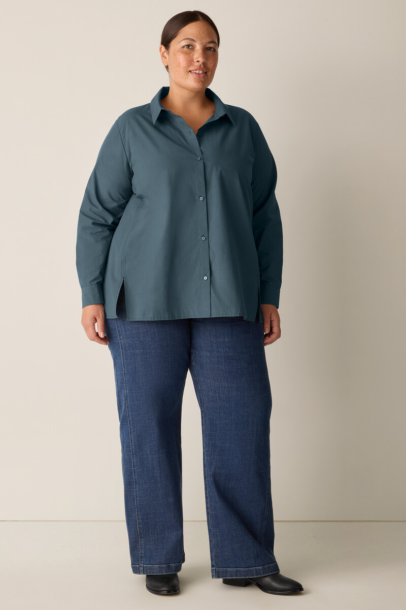 Organic Cotton Poplin Classic Collar Swing Shirt Organic Cotton Poplin Classic Collar Swing Shirt