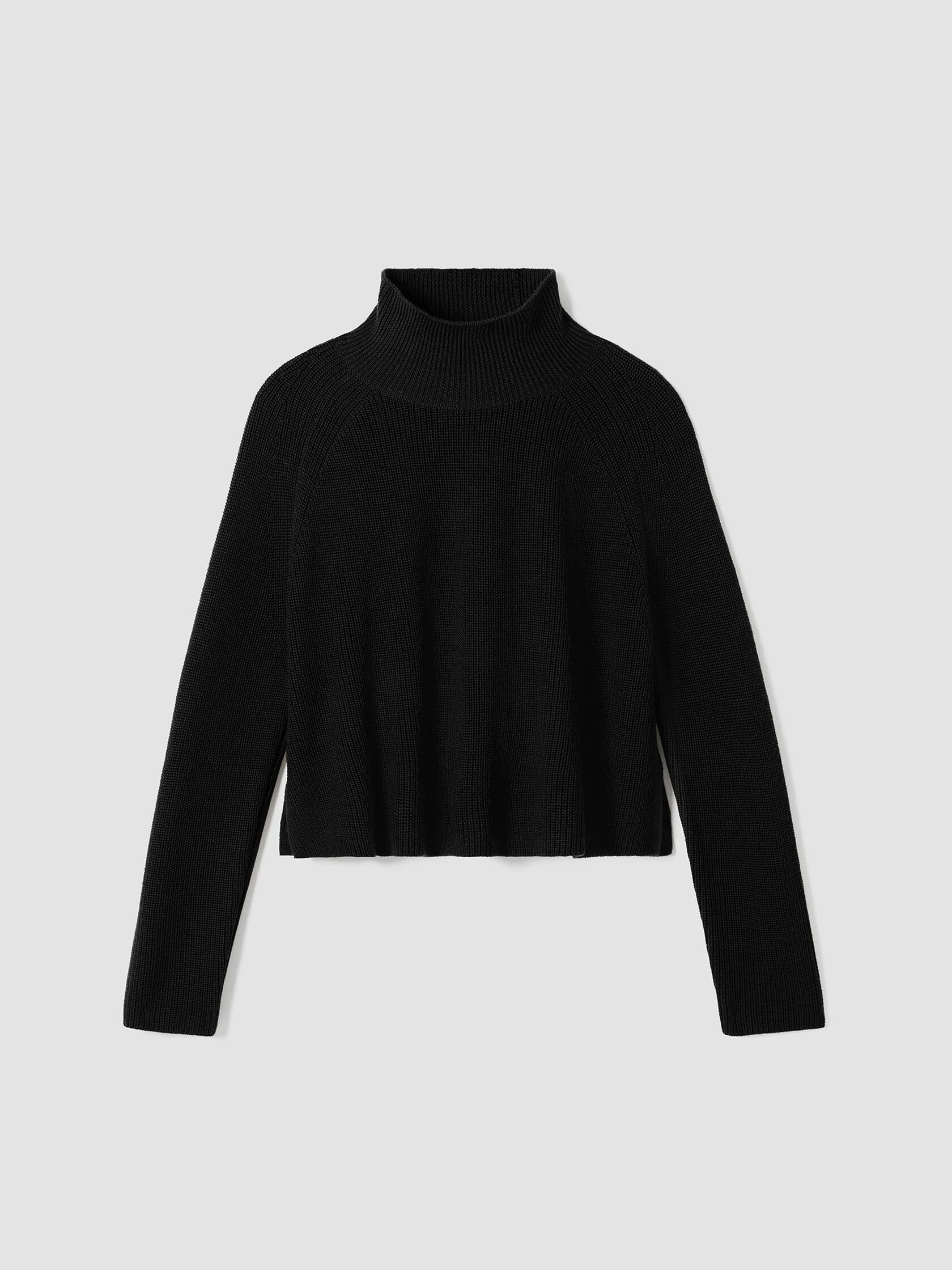 Merino Cropped Turtleneck Top in Regenerative Wool