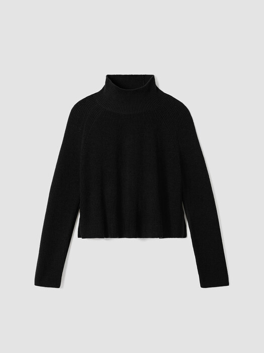 Merino Cropped Turtleneck Top in Regenerative Wool