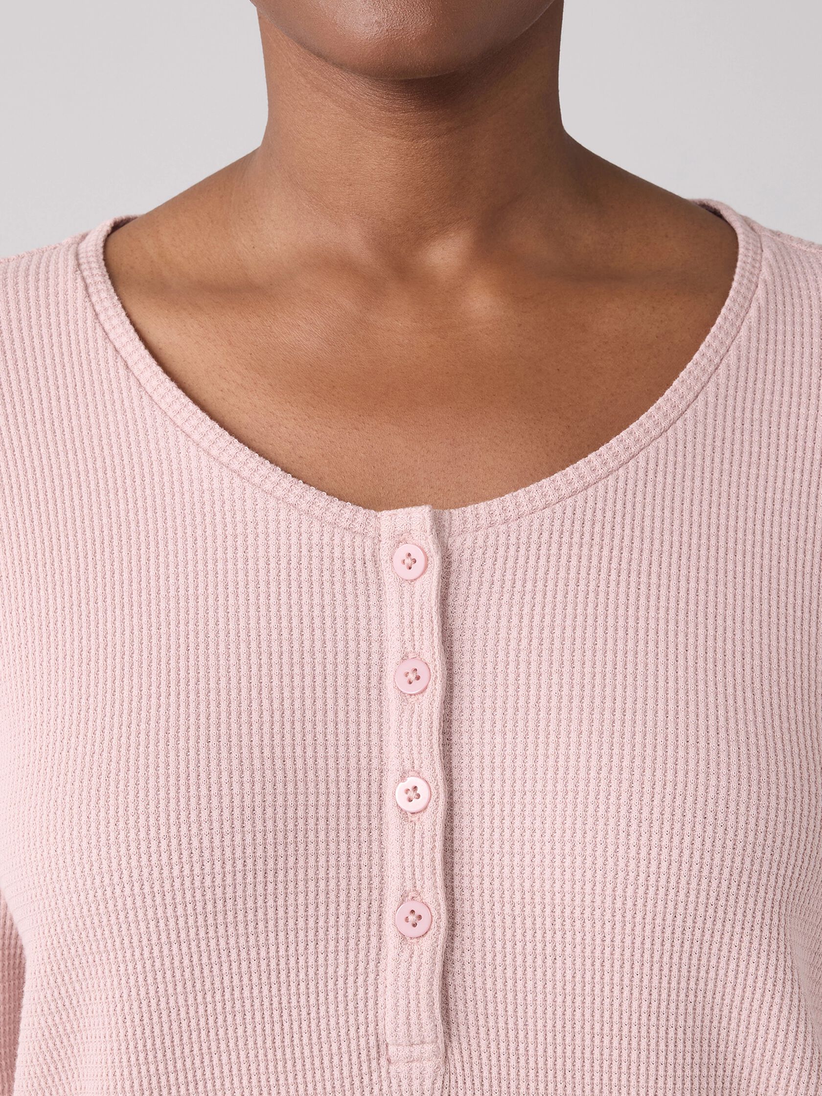 Cozy Organic Cotton Waffle Henley Sleep Top