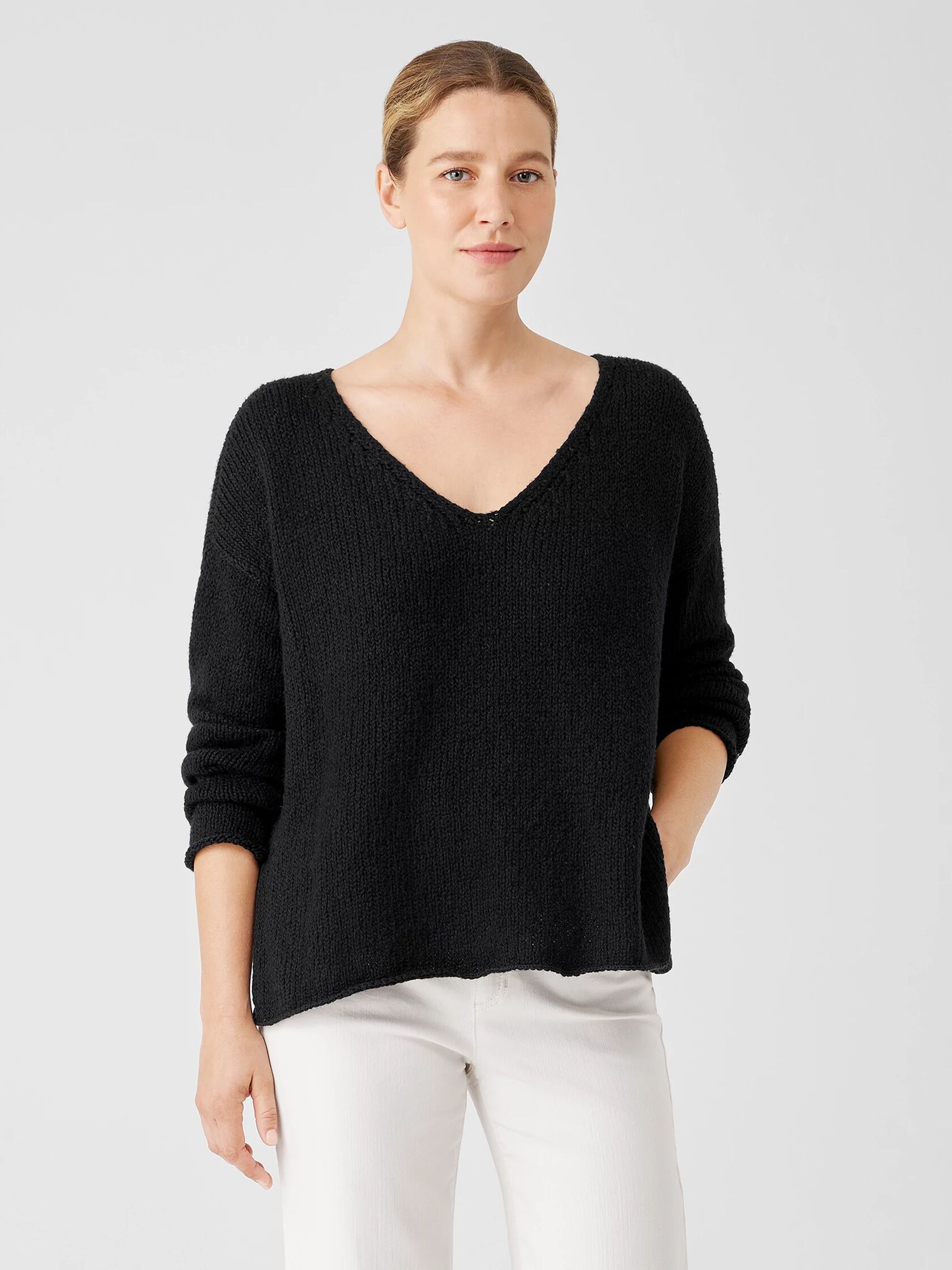 Peruvian Organic Cotton Crimp V-Neck Top
