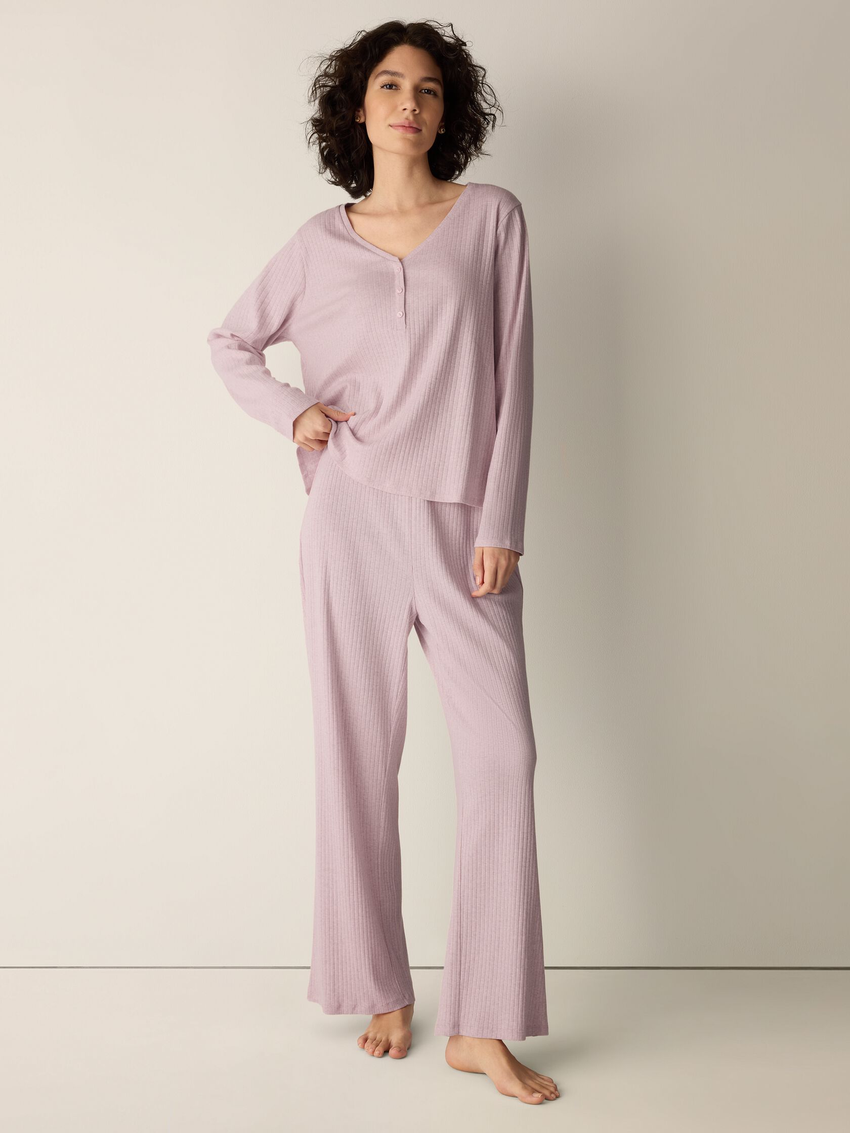 Organic Cotton Rib Straight Sleep Pant