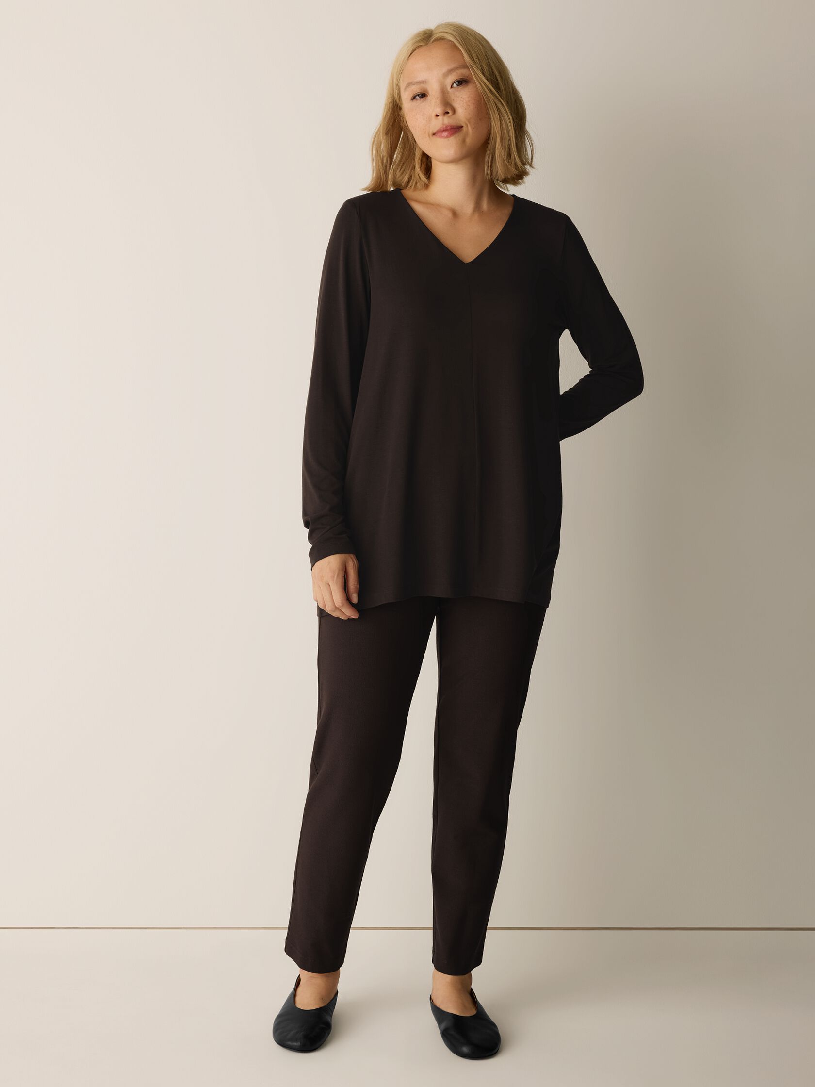 Washable Stretch Crepe Slim Pant