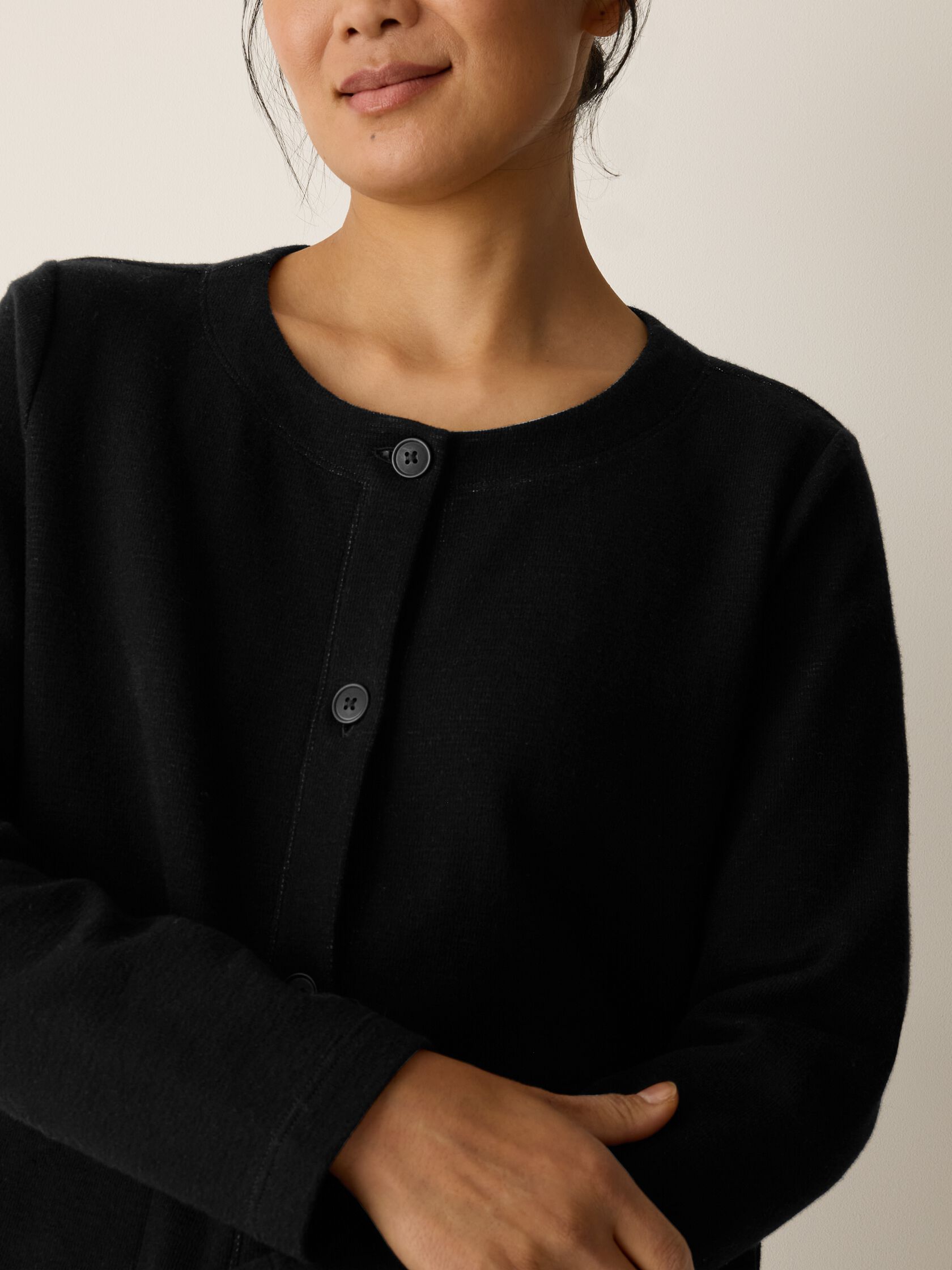 Doubleknit Organic Cotton Stripe Round Neck Jacket